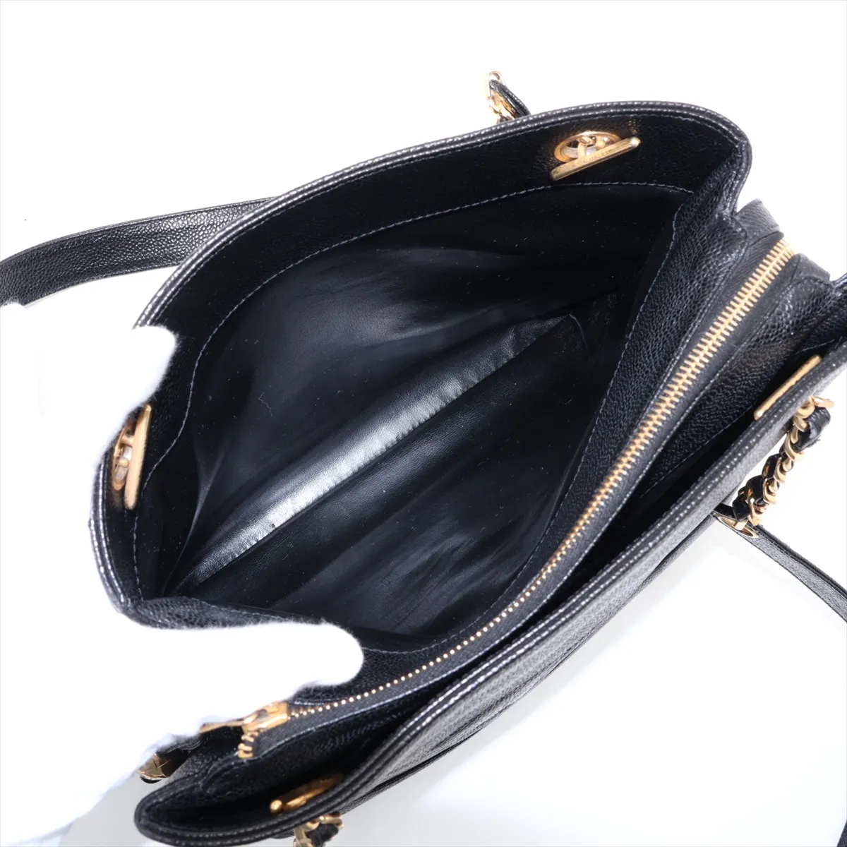 Coco Mark Caviar Skin Chain Shoulder Bag, Coco Ball, Black with Gold Hardware — view 7