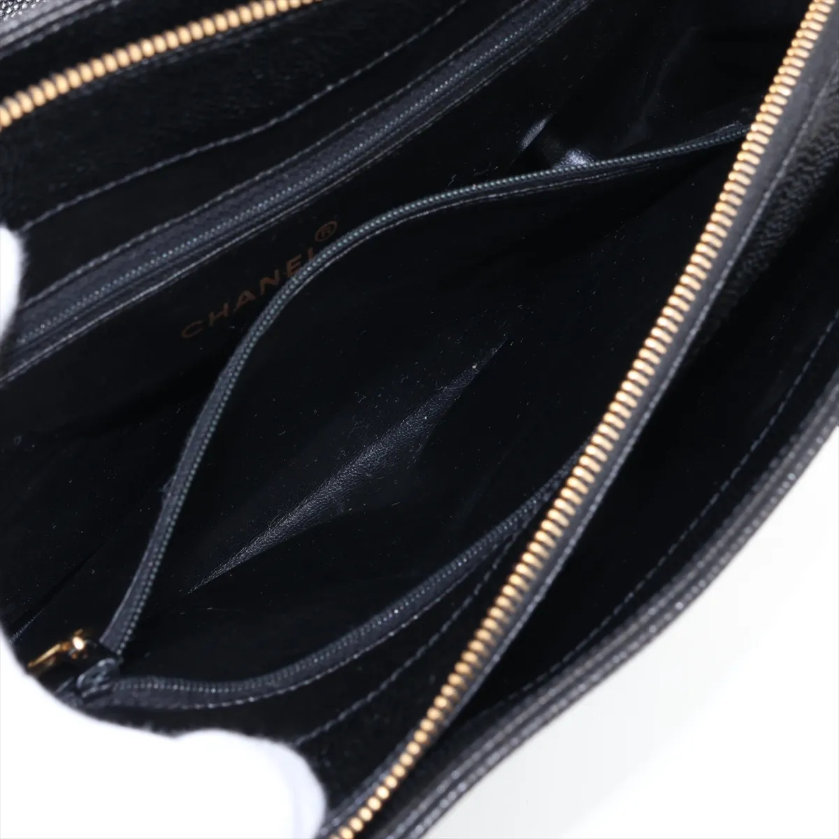 Coco Mark Caviar Skin Chain Shoulder Bag, Coco Ball, Black with Gold Hardware — view 10