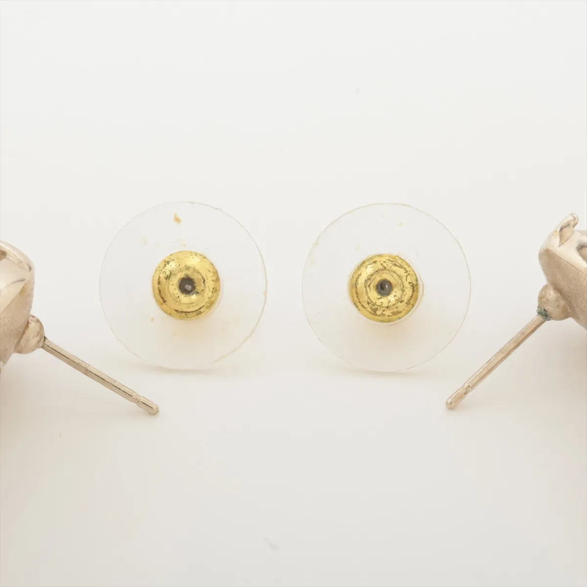 Coco Mark Heart C23C Earrings (Pair) GP x Rhinestone Gold. Shows signs of wear: — view 4
