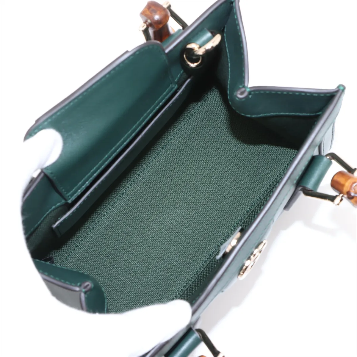 Diana Small Leather 2WAY Handbag Green 832936 — view 8