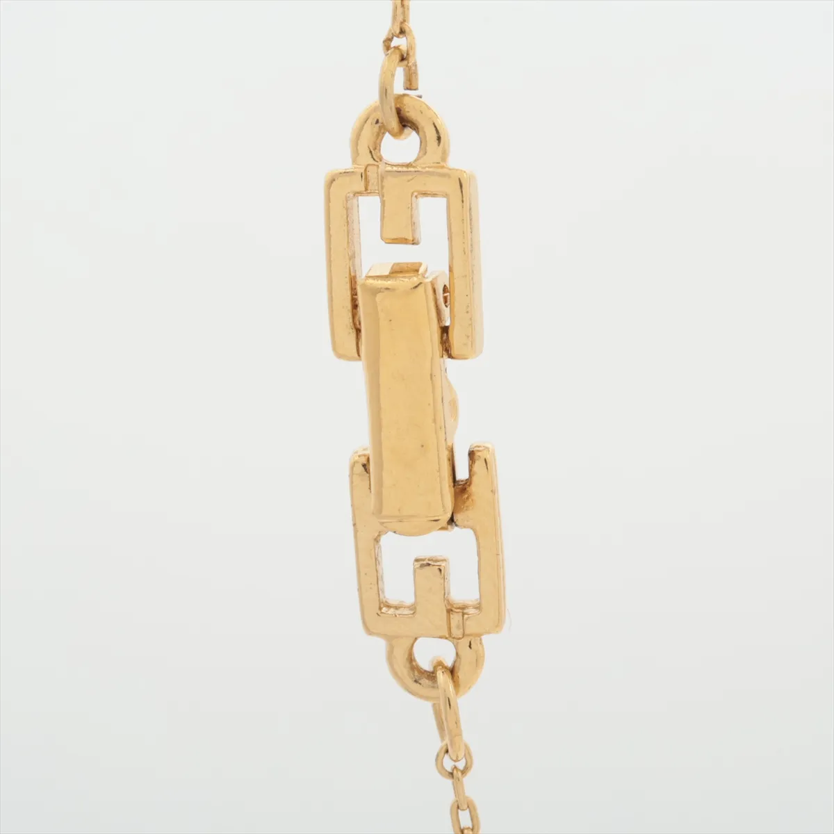 G logo necklace, GP x rhinestone, gold. Shows signs of wear, — view 3
