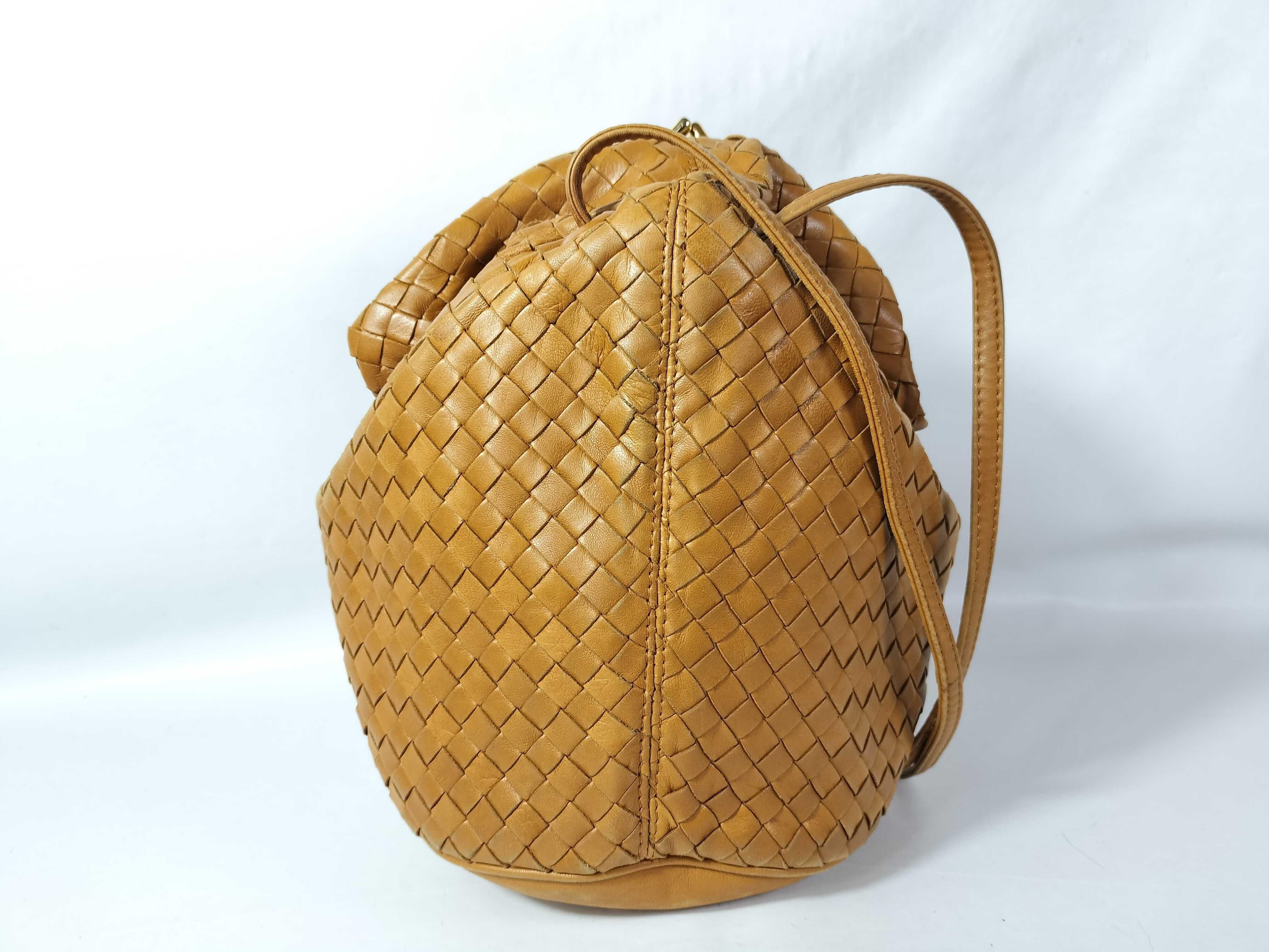 Vintage Intrecciato Shoulder Bag, Camel (with inner pocket tag) Shoulder Bag