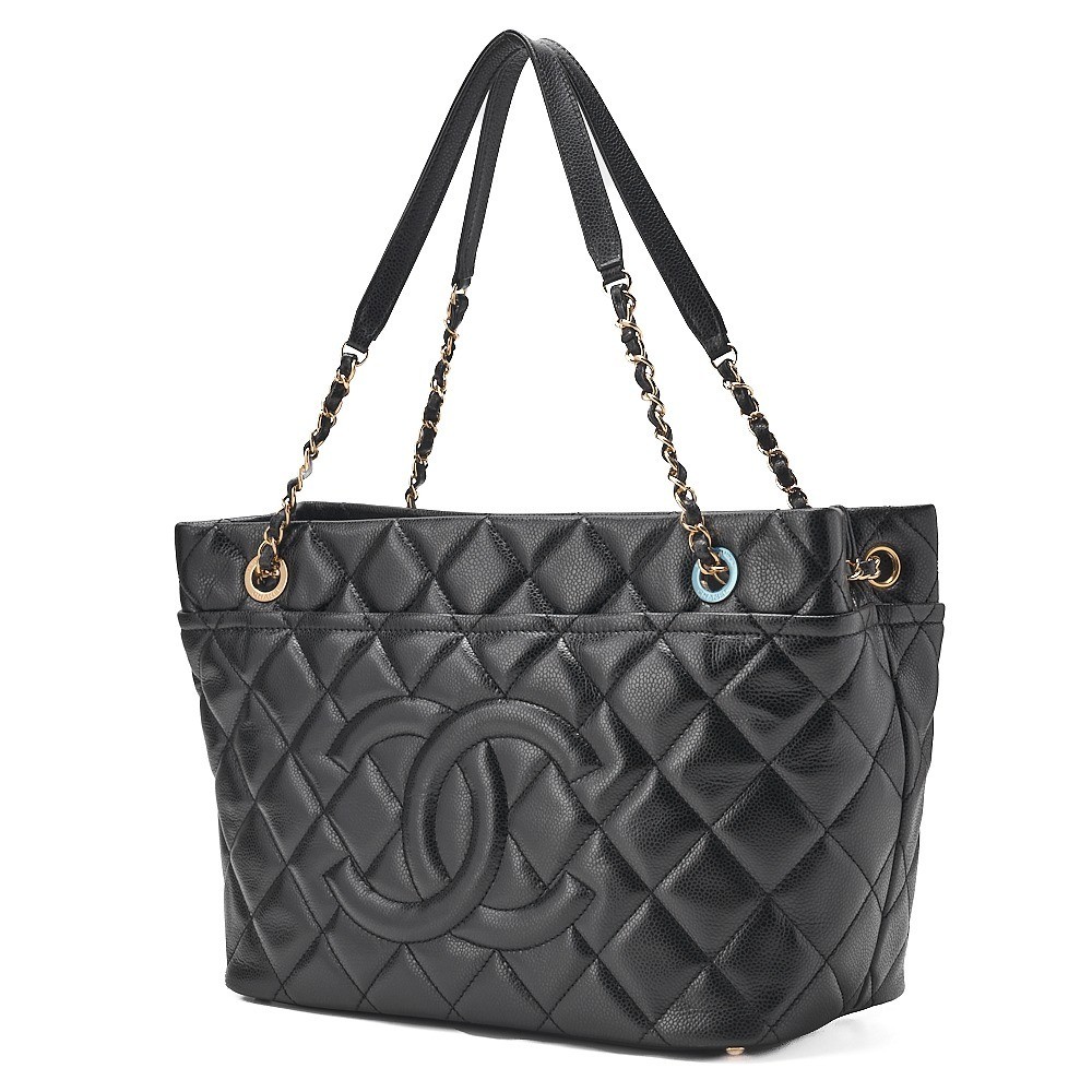 Caviar Skin Matelassé Large Coco Chain Tote — view 3