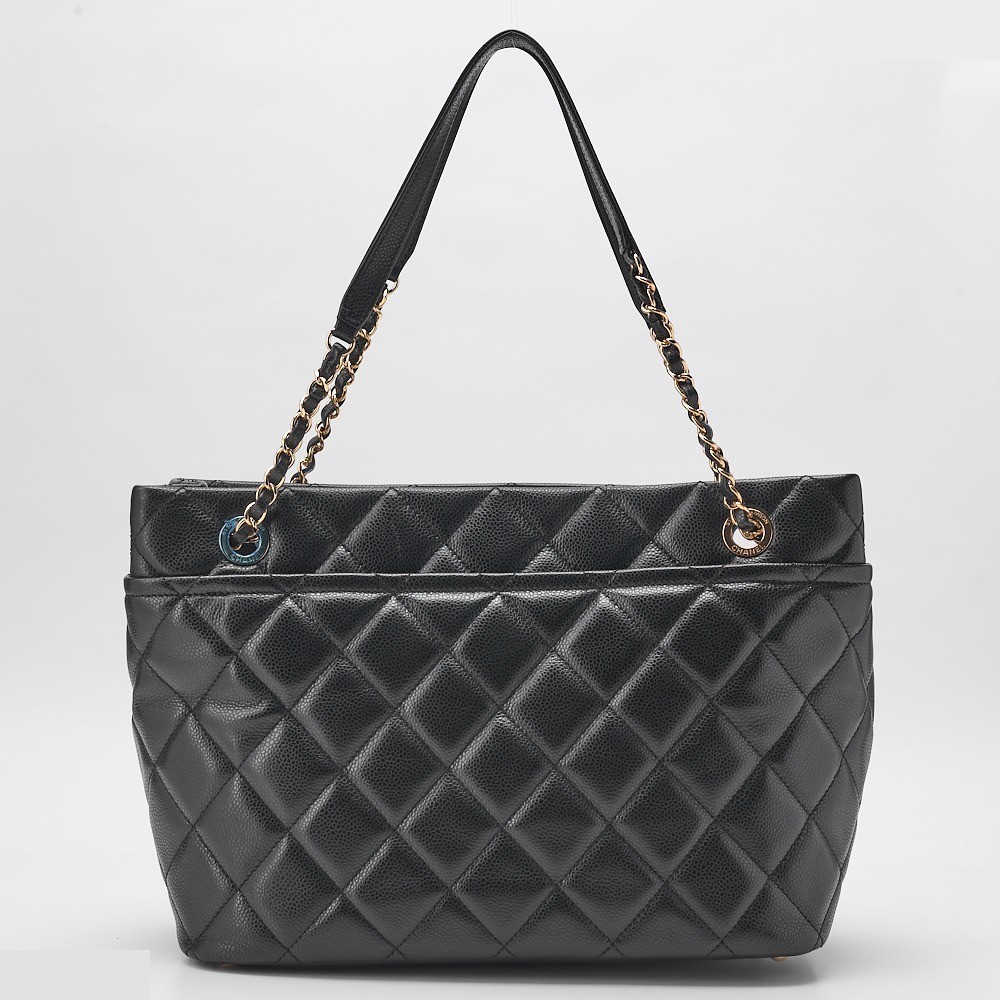 Caviar Skin Matelassé Large Coco Chain Tote — view 4