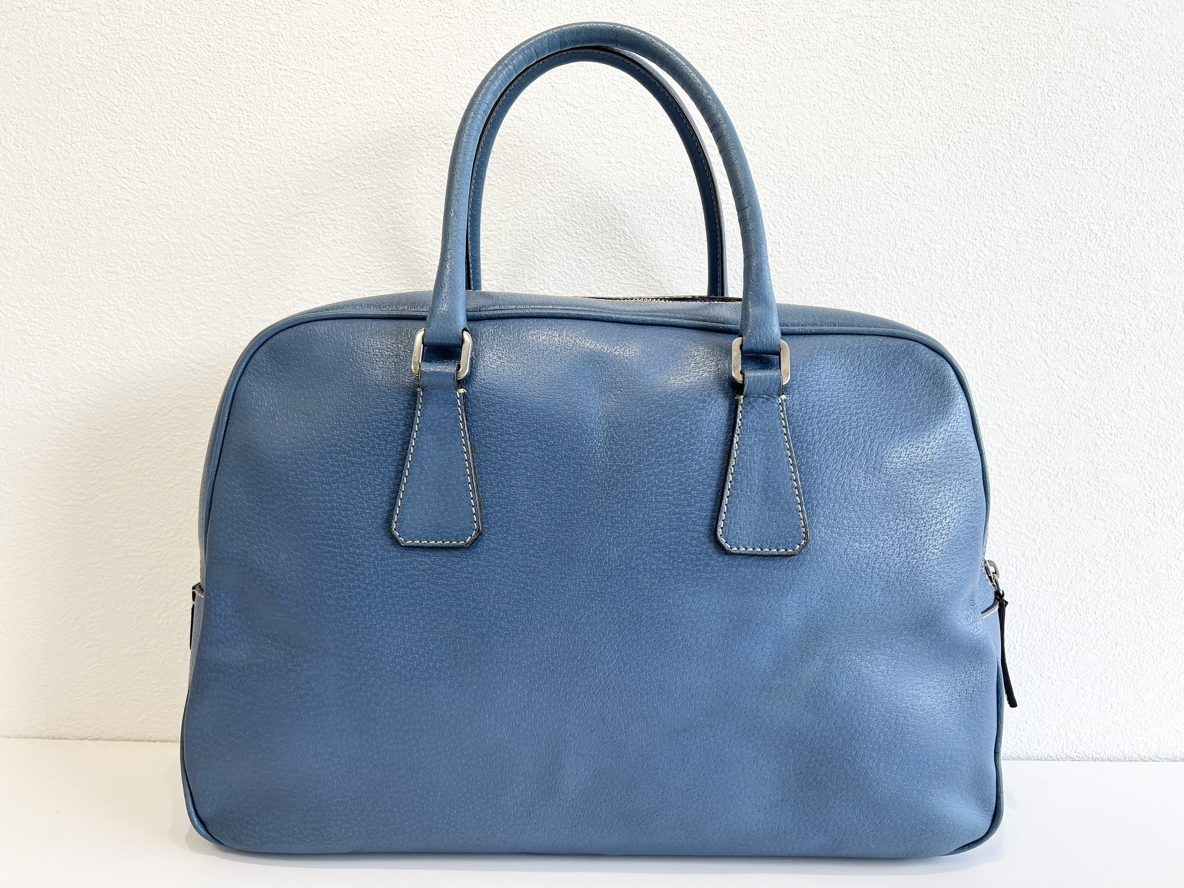 Triangle Logo Leather Boston Bag Briefcase Business Bag Handbag — view 2