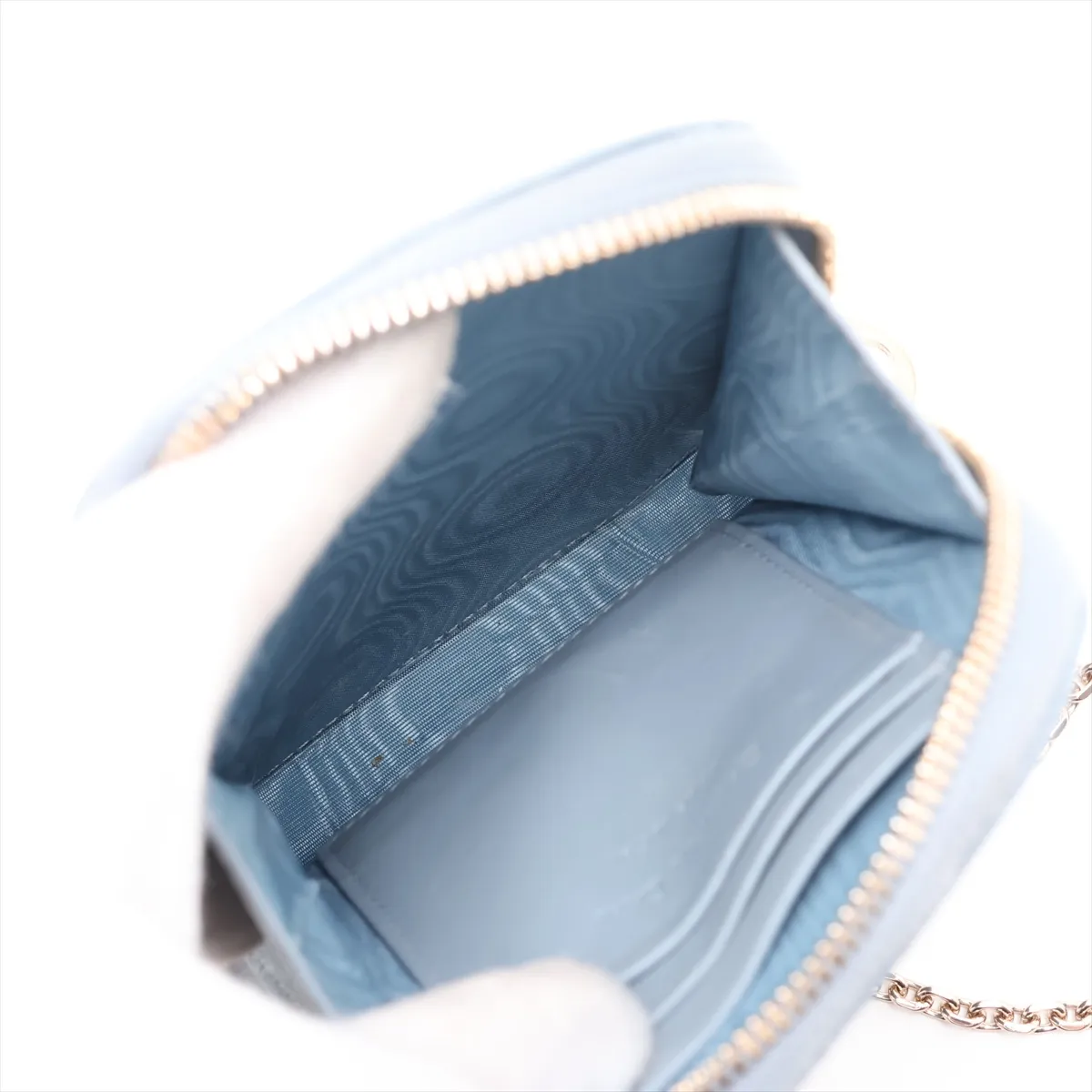Cannage Leather Phone Pouch, Blue — view 6