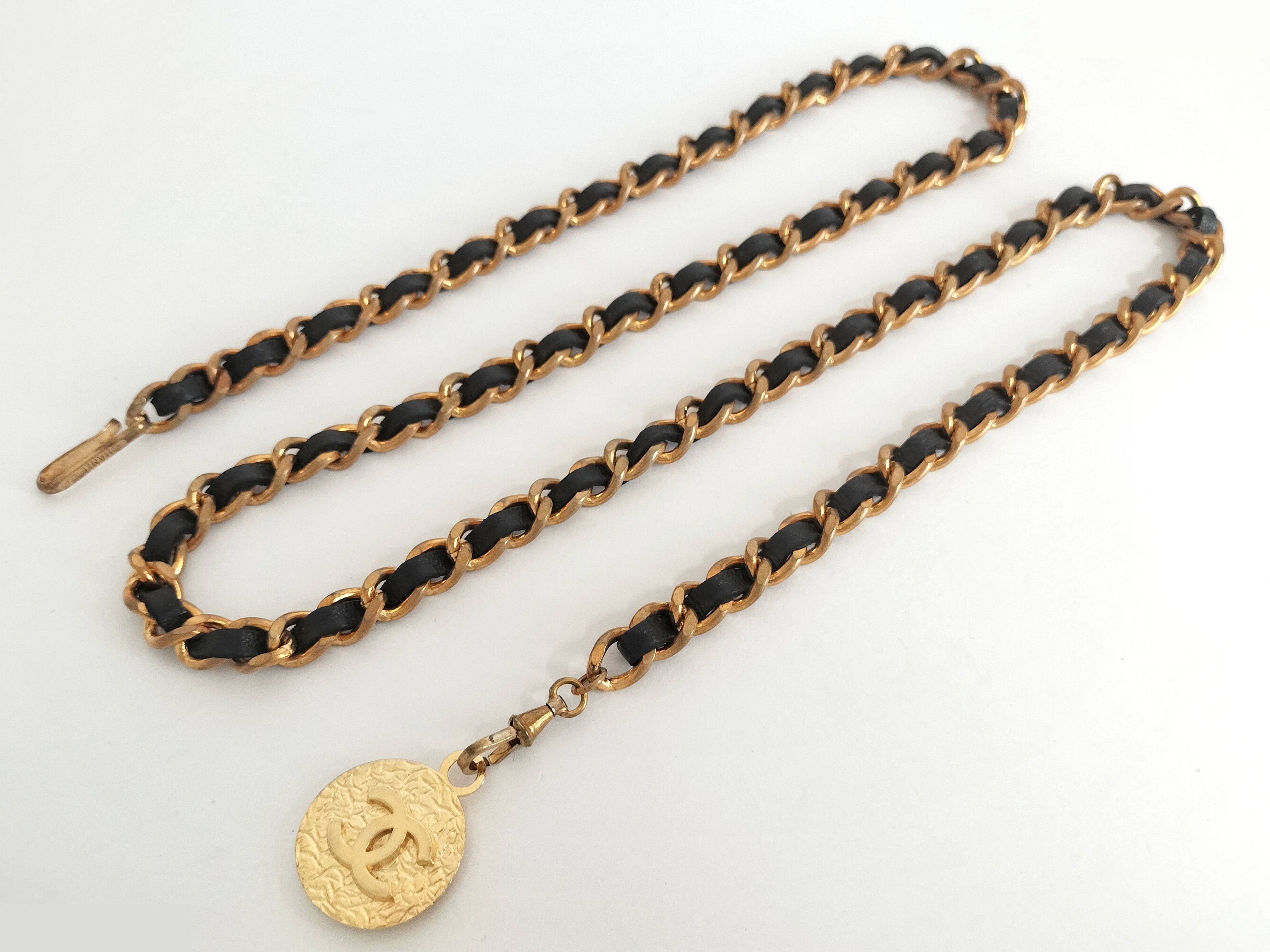 Coco Leather Gold Chain Belt (Chain approx. 94cm)