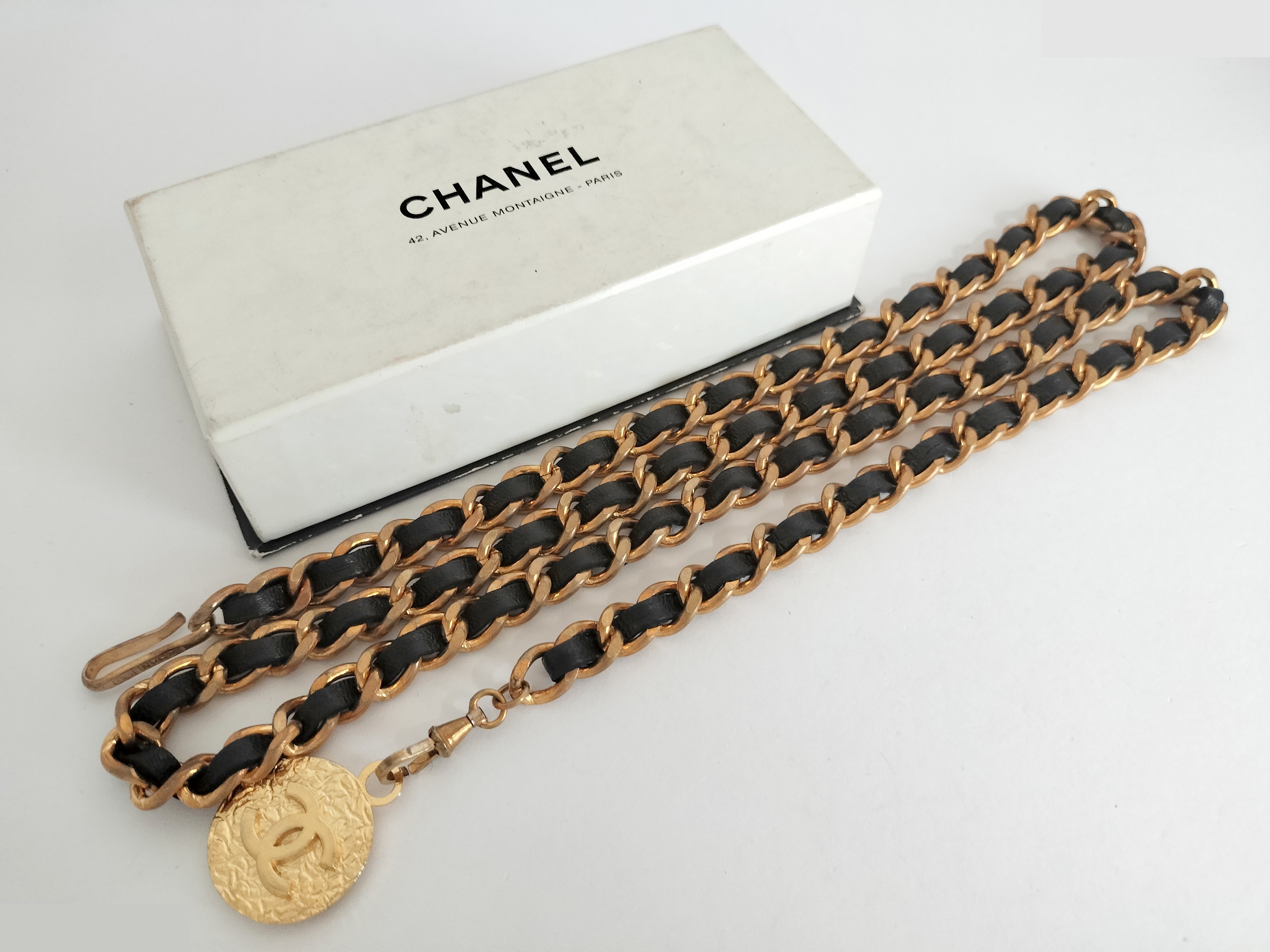 Coco Leather Gold Chain Belt (Chain approx. 94cm) — view 2