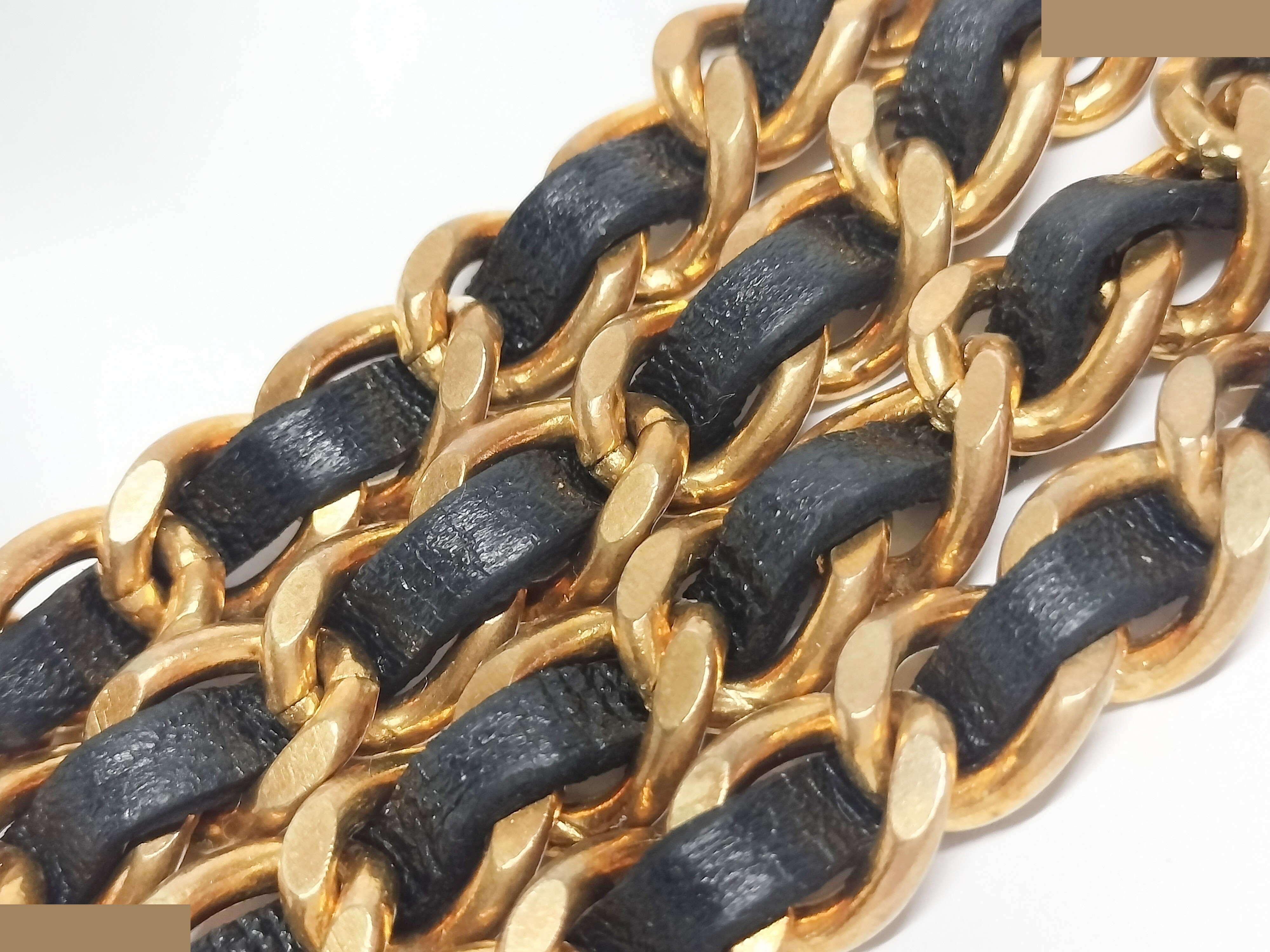 Coco Leather Gold Chain Belt (Chain approx. 94cm) — view 7