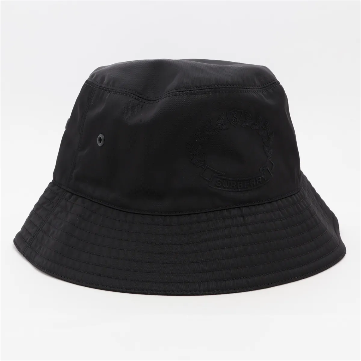 logo bucket hat, size L, nylon, black. Shows wear, — view 2