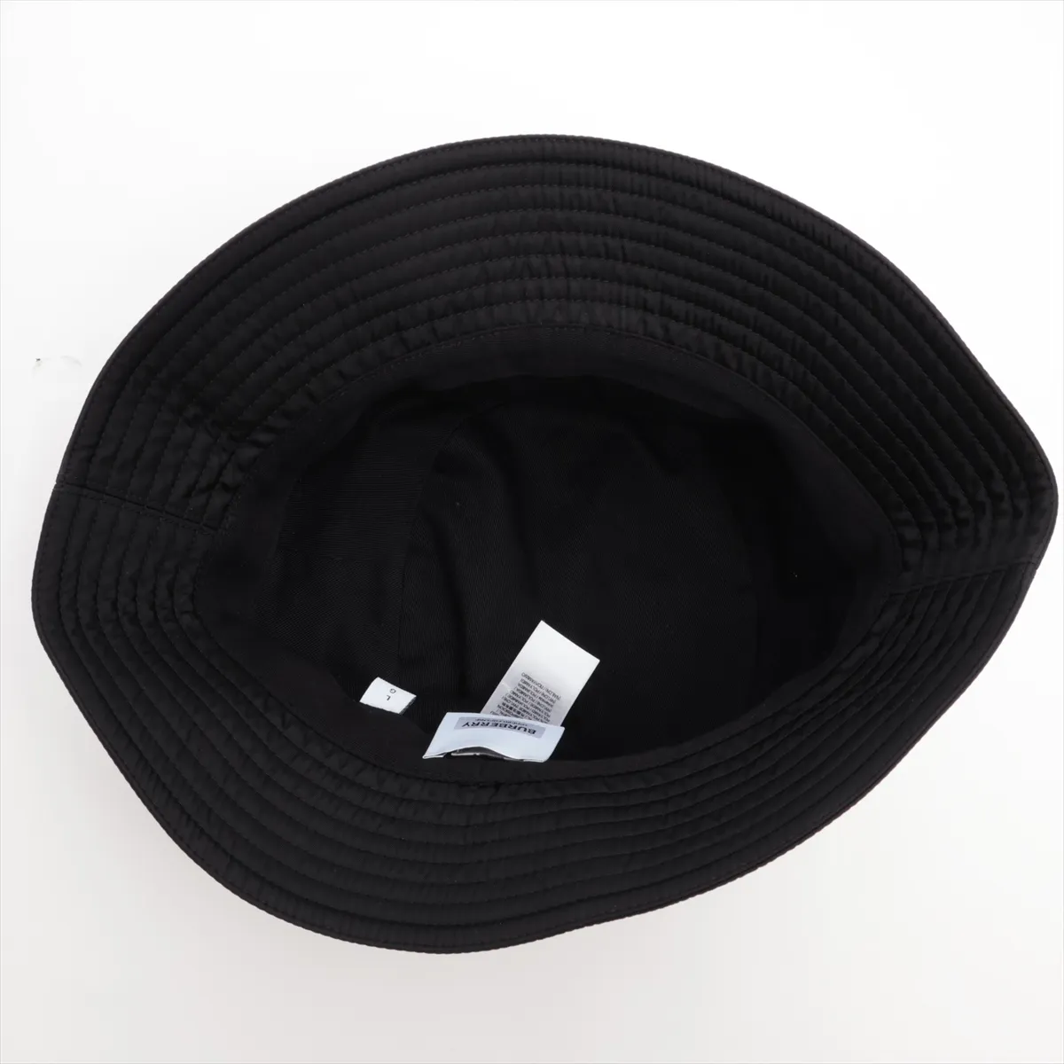 logo bucket hat, size L, nylon, black. Shows wear, — view 4
