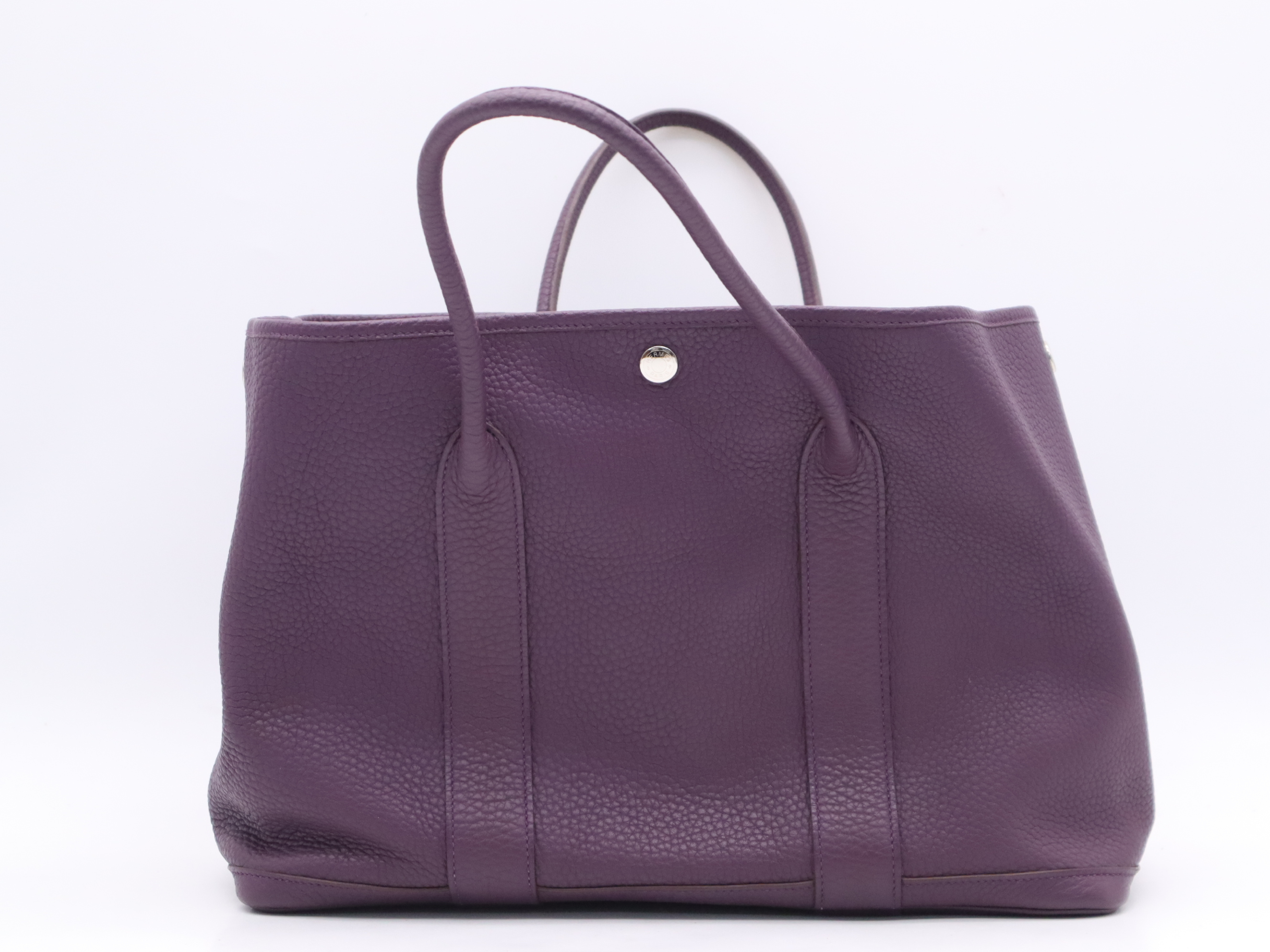 Leather Garden Party PM Tote Bag, Purple, Silver Hardware, P Stamp, 2012 Model. — view 2