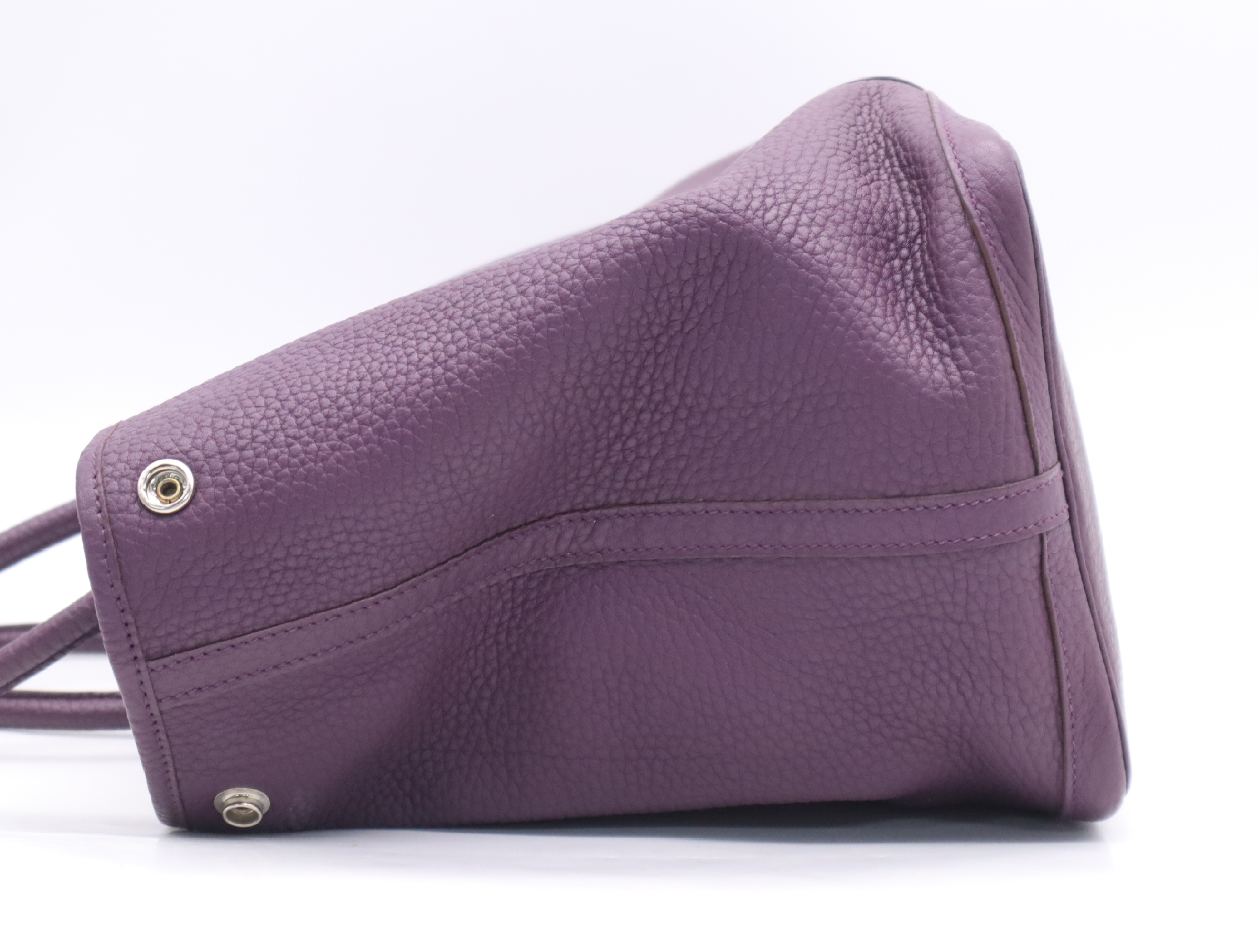 Leather Garden Party PM Tote Bag, Purple, Silver Hardware, P Stamp, 2012 Model. — view 3