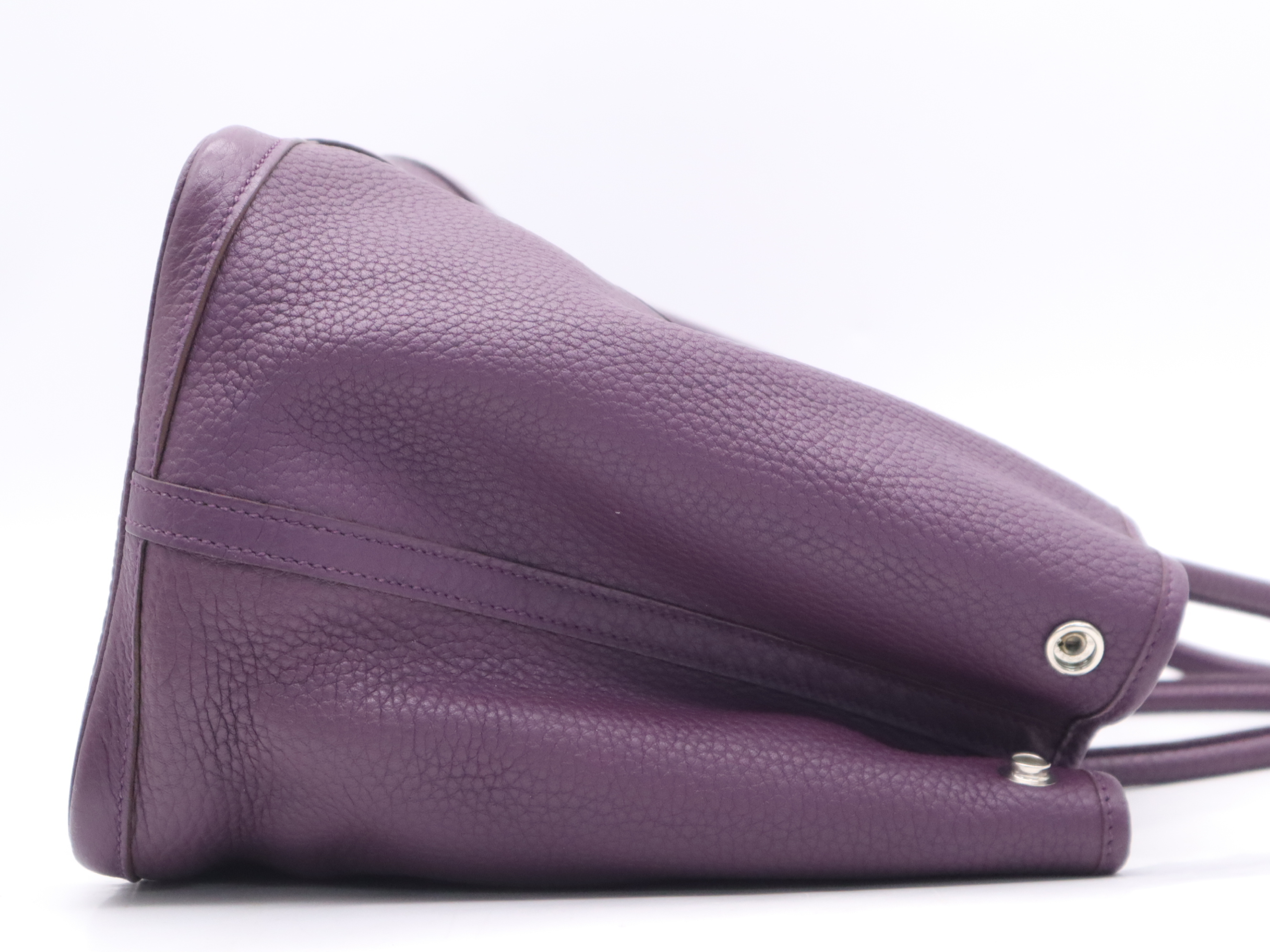 Leather Garden Party PM Tote Bag, Purple, Silver Hardware, P Stamp, 2012 Model. — view 5
