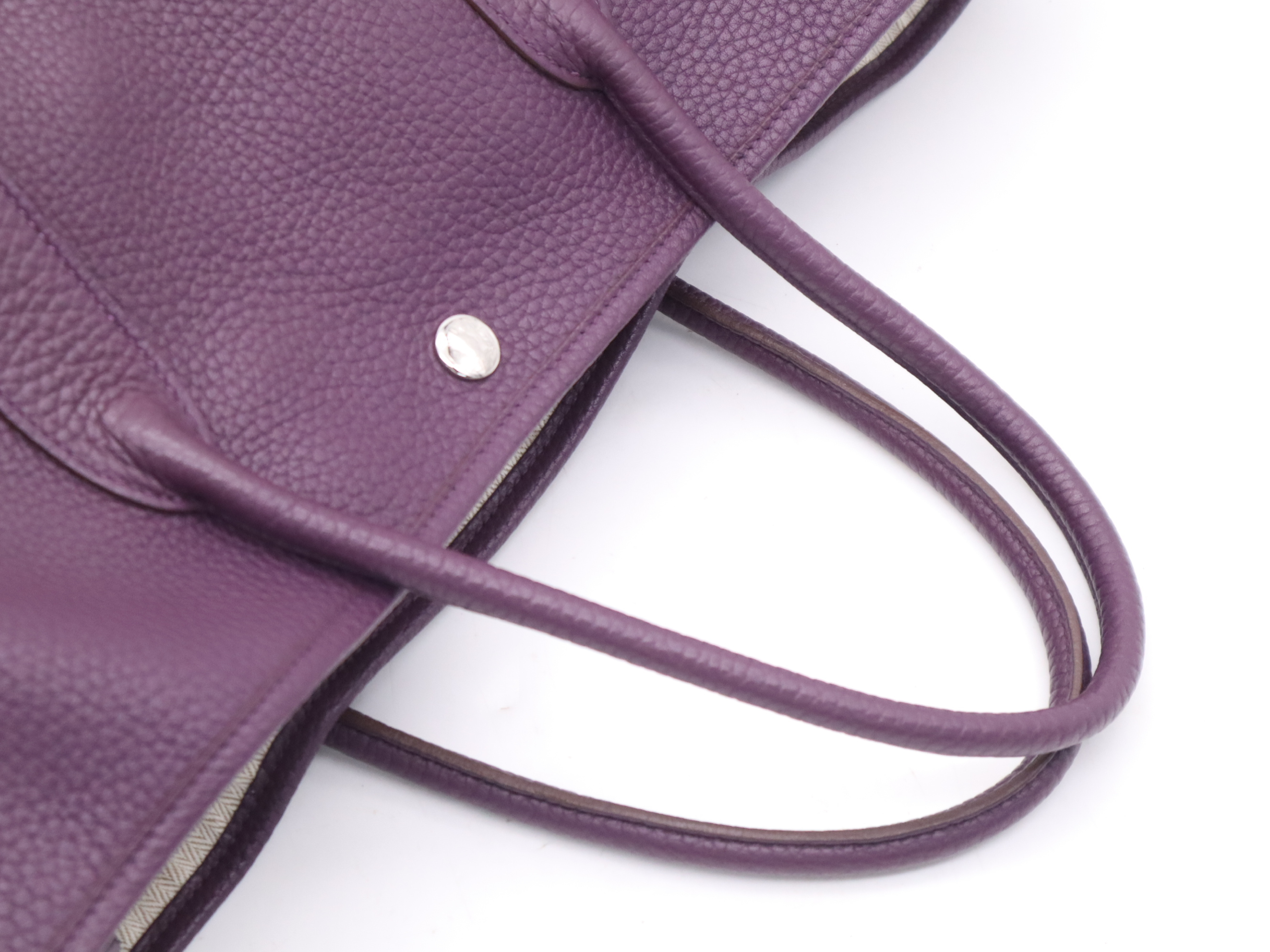 Leather Garden Party PM Tote Bag, Purple, Silver Hardware, P Stamp, 2012 Model. — view 6