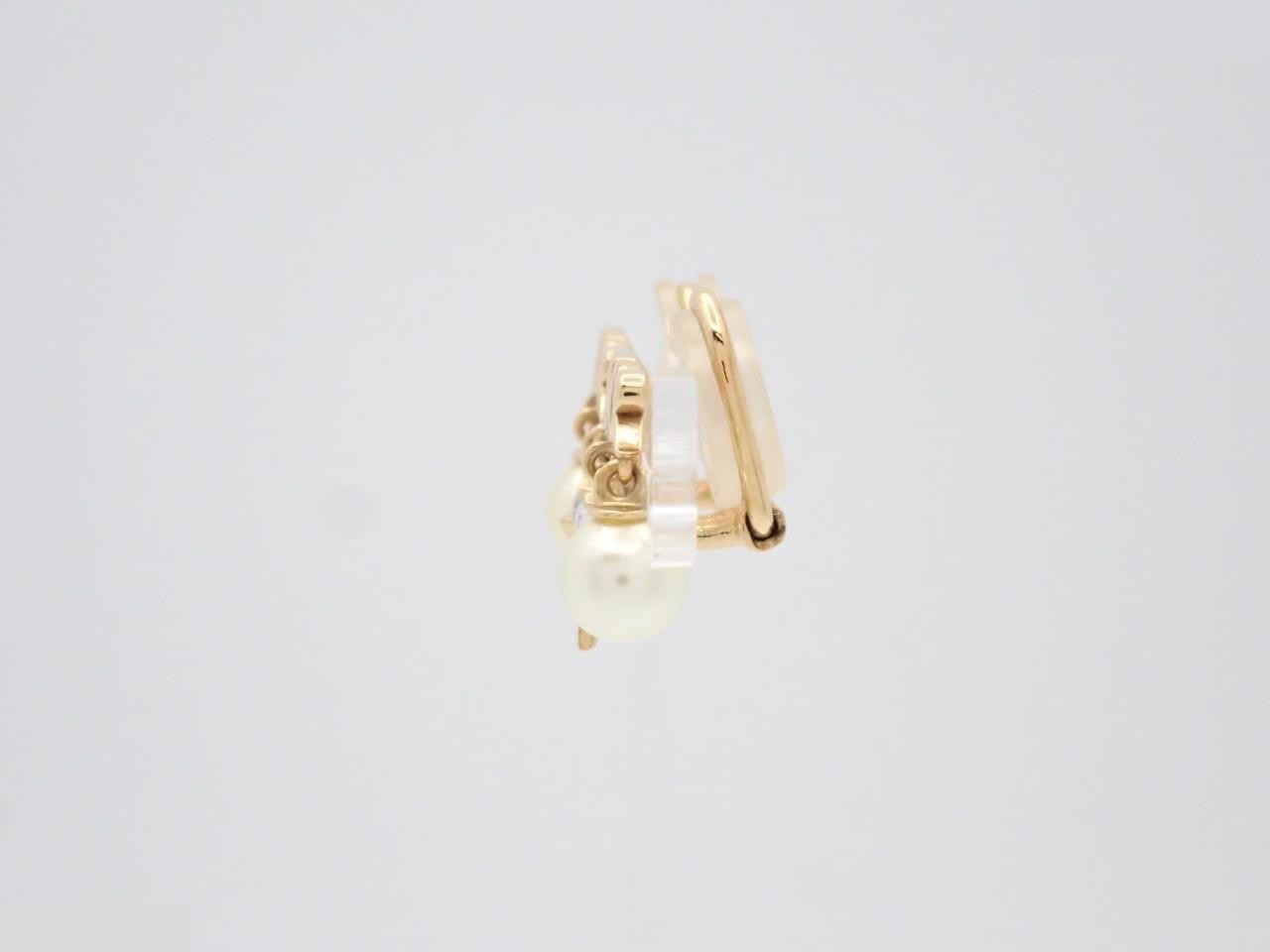 Logo pearl earrings with gold hardware — view 3