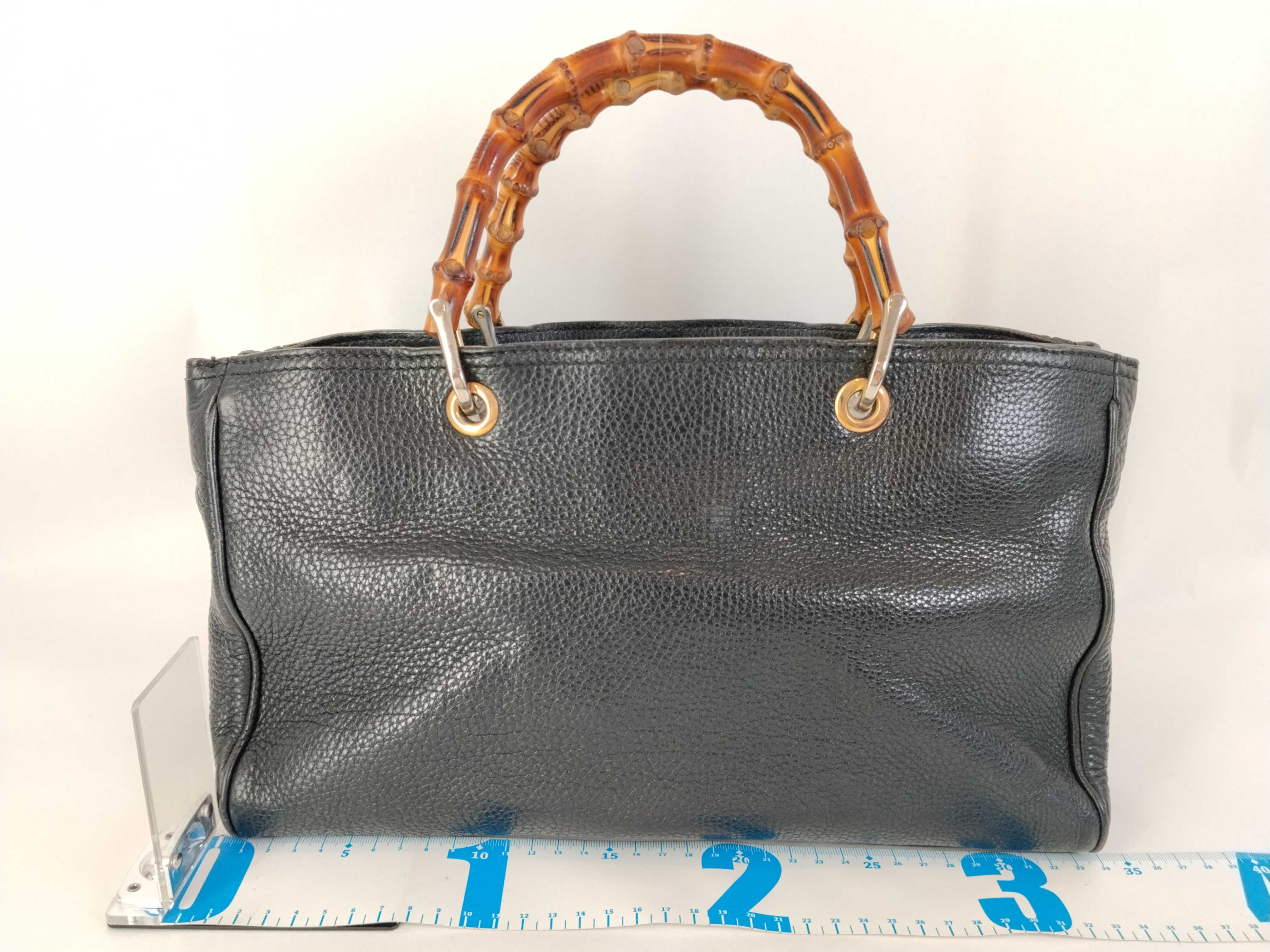 Bamboo Leather 2-Way Handbag, Black, 323660 (Handbag) — view 2