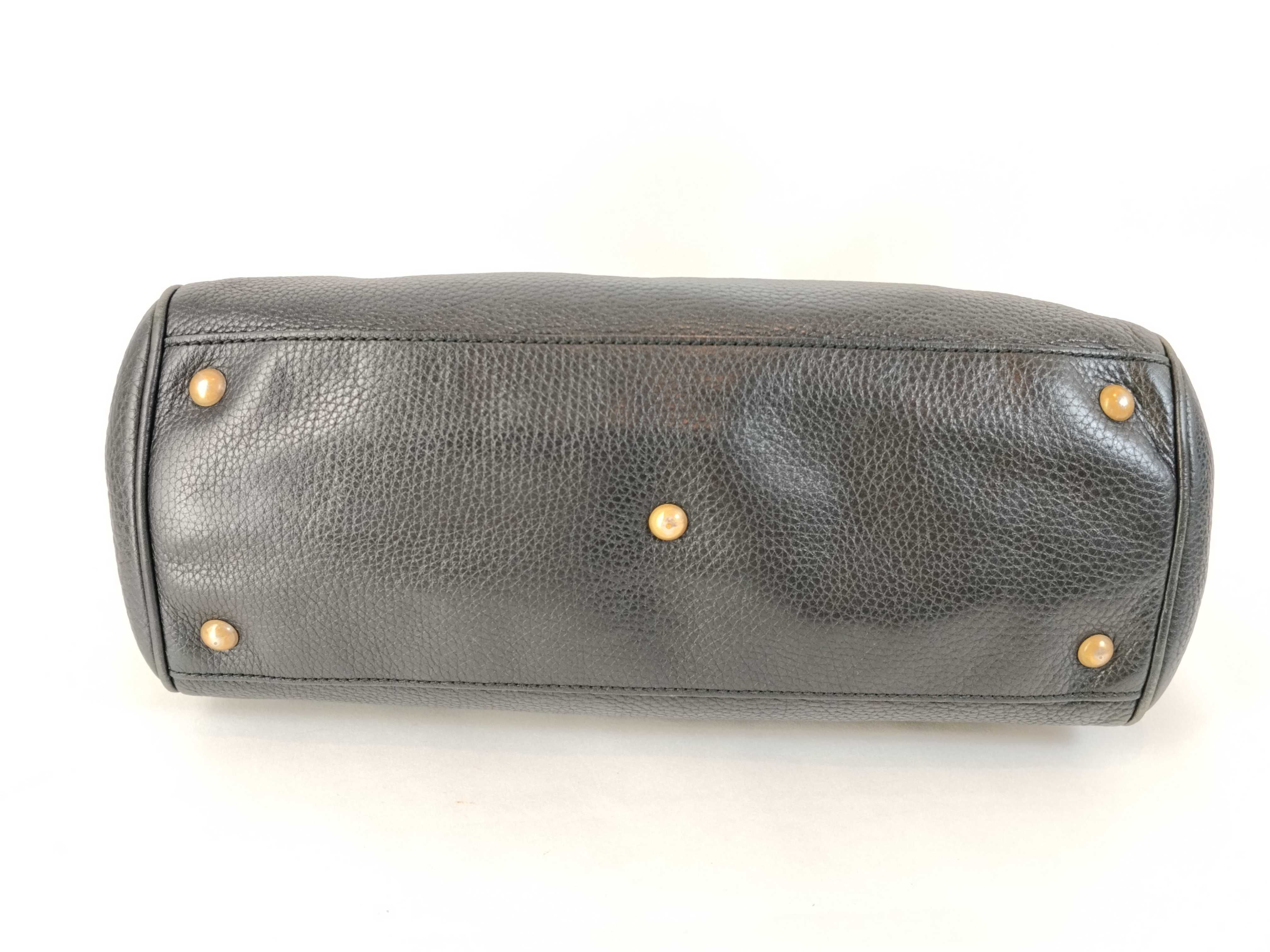 Bamboo Leather 2-Way Handbag, Black, 323660 (Handbag) — view 8