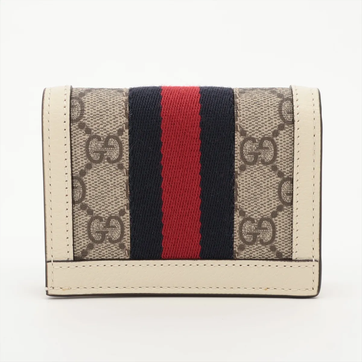 GG Supreme 523155 PVC x Leather Compact Wallet, White — view 2