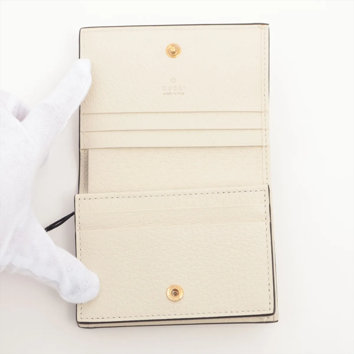 GG Supreme 523155 PVC x Leather Compact Wallet, White — view 3