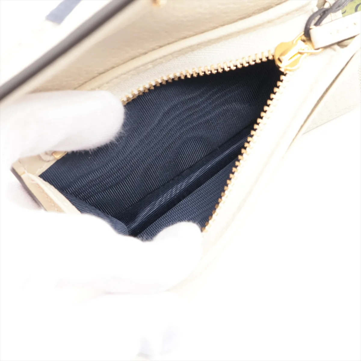 GG Supreme 523155 PVC x Leather Compact Wallet, White — view 5