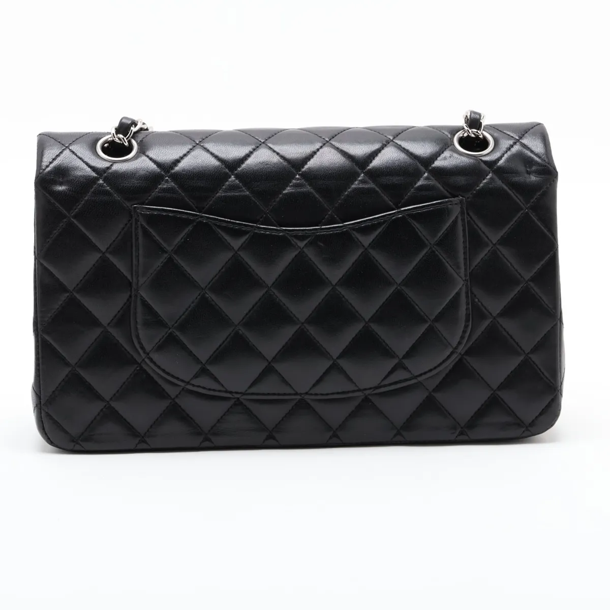 [Individually packaged] Chanel Matelassé 25 Lambskin Double Flap Double Chain Bag, Black with Silver Hardware, 12622806, Series 12, A01112 — view 2