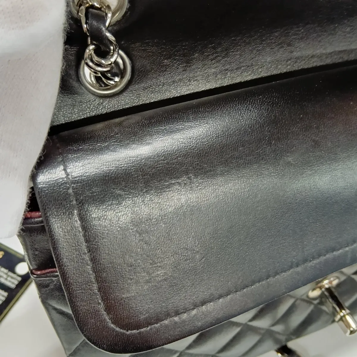 [Individually packaged] Chanel Matelassé 25 Lambskin Double Flap Double Chain Bag, Black with Silver Hardware, 12622806, Series 12, A01112 — view 13