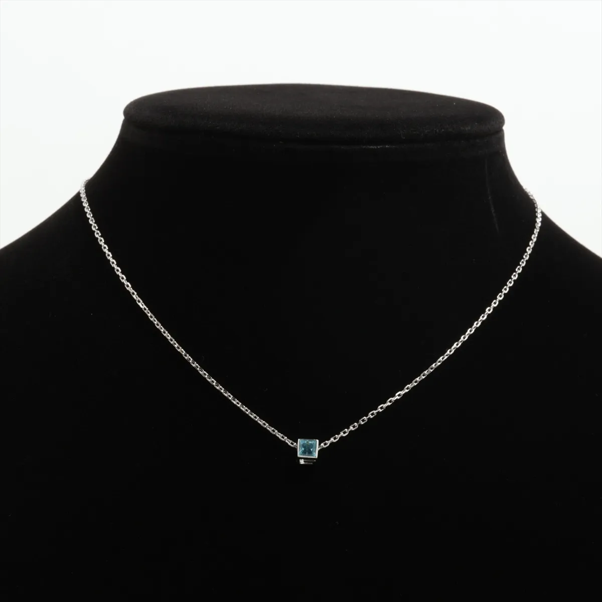 G-Cube Blue Topaz Necklace, 750 (WG), 3.4g, — view 5