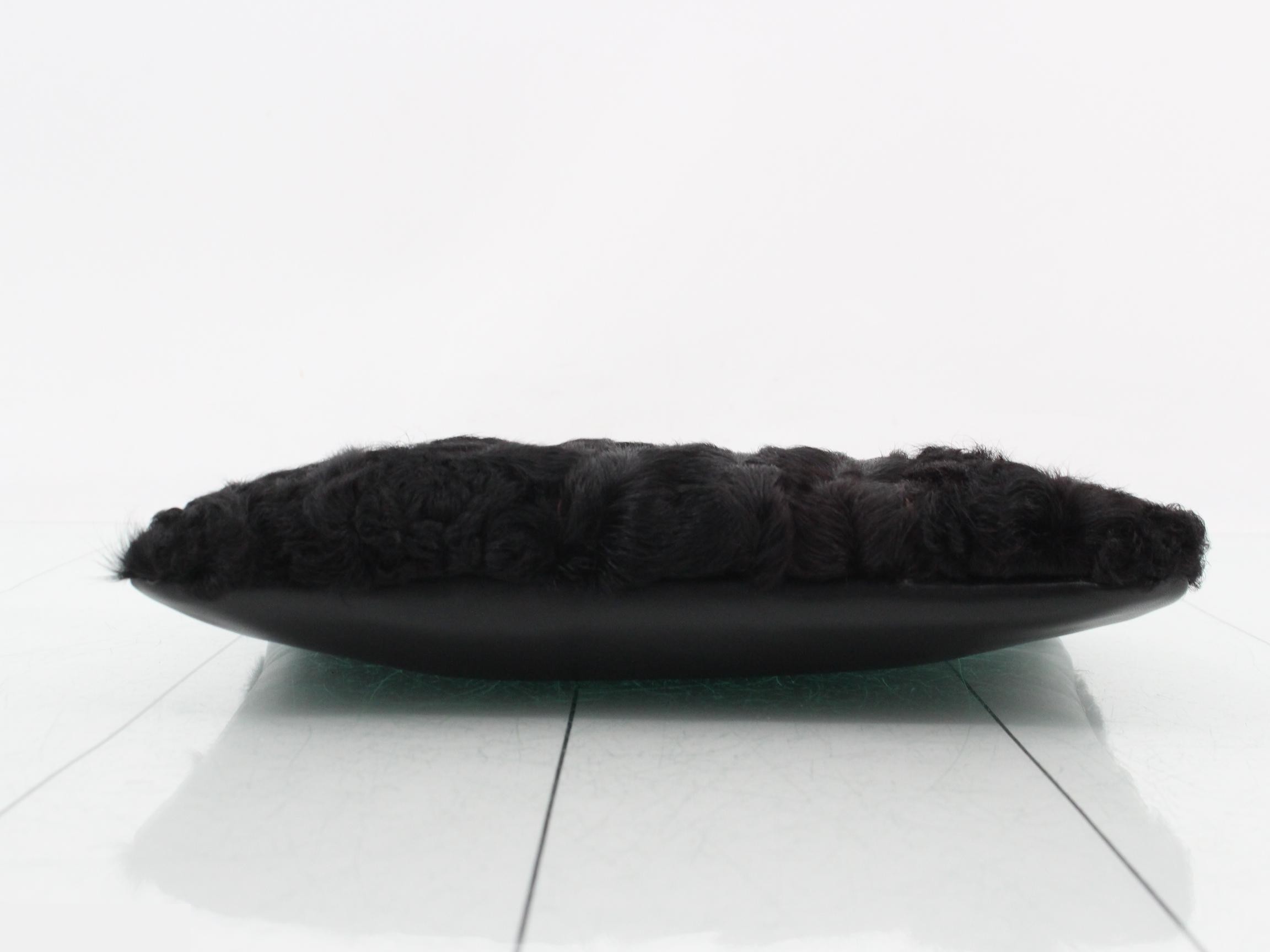 Leather/Fur Pouch, Black — view 3