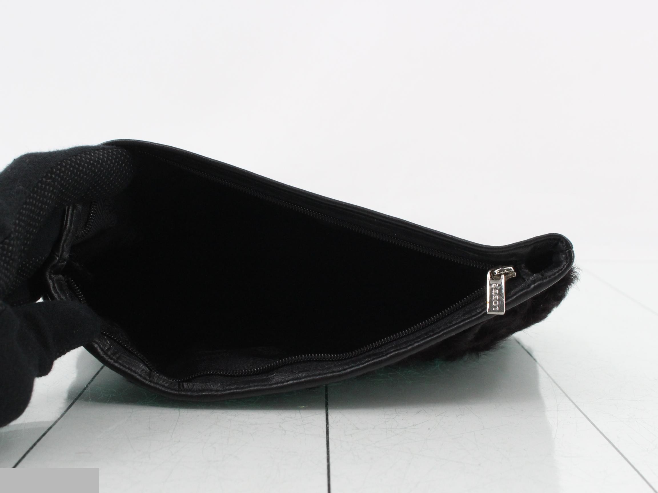 Leather/Fur Pouch, Black — view 4