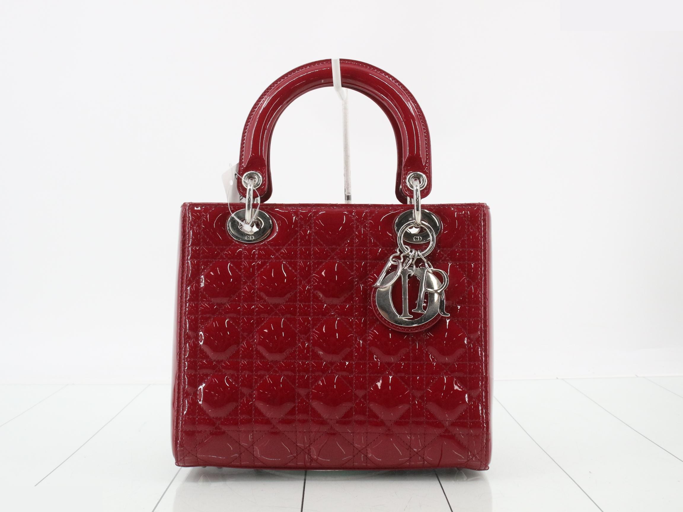 Lady Dior Cannage Enamel 2-Way Handbag