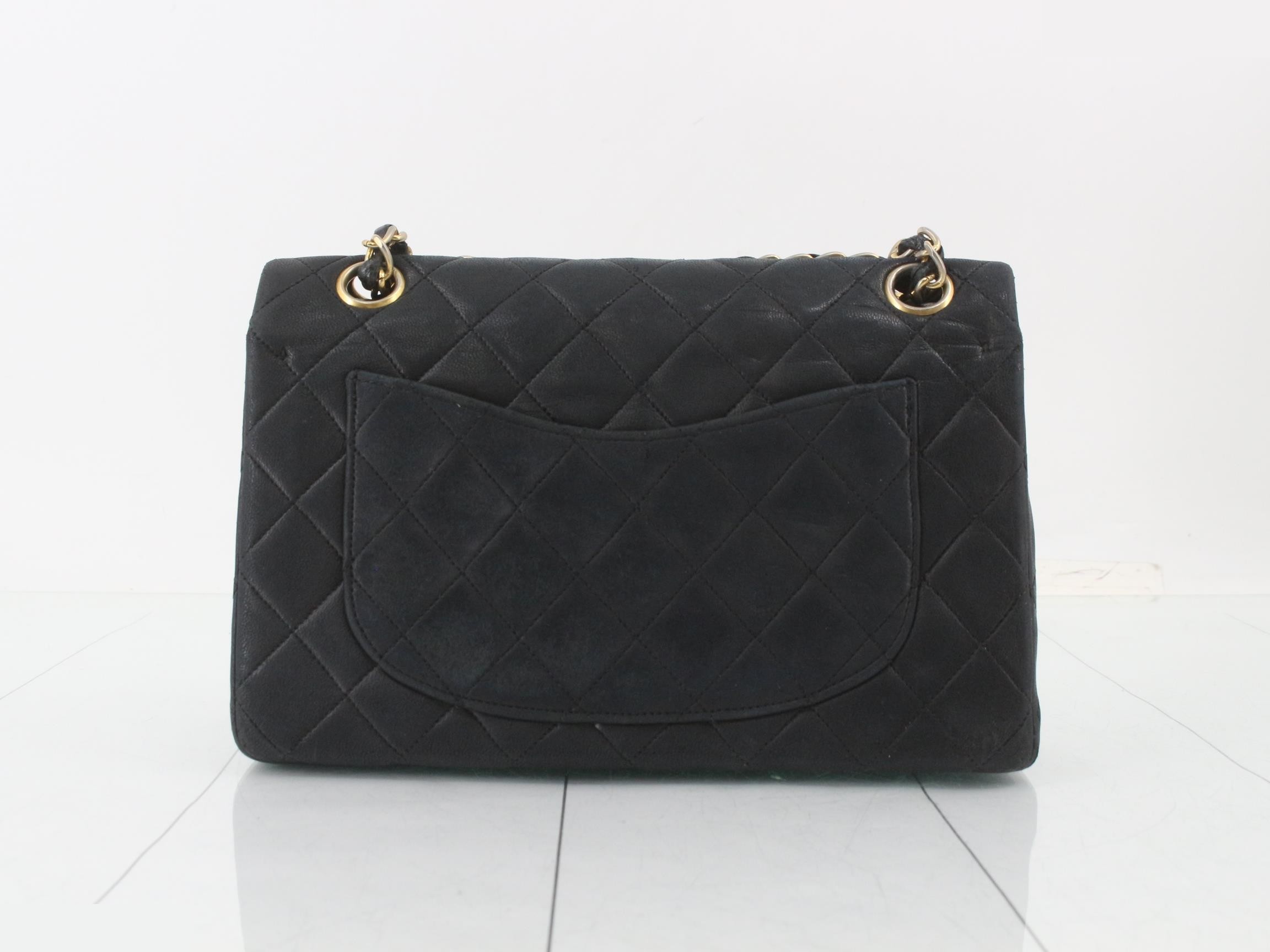 Matelassé 22 Double Flap Double Chain Shoulder Bag, Black Lambskin, Gold — view 2