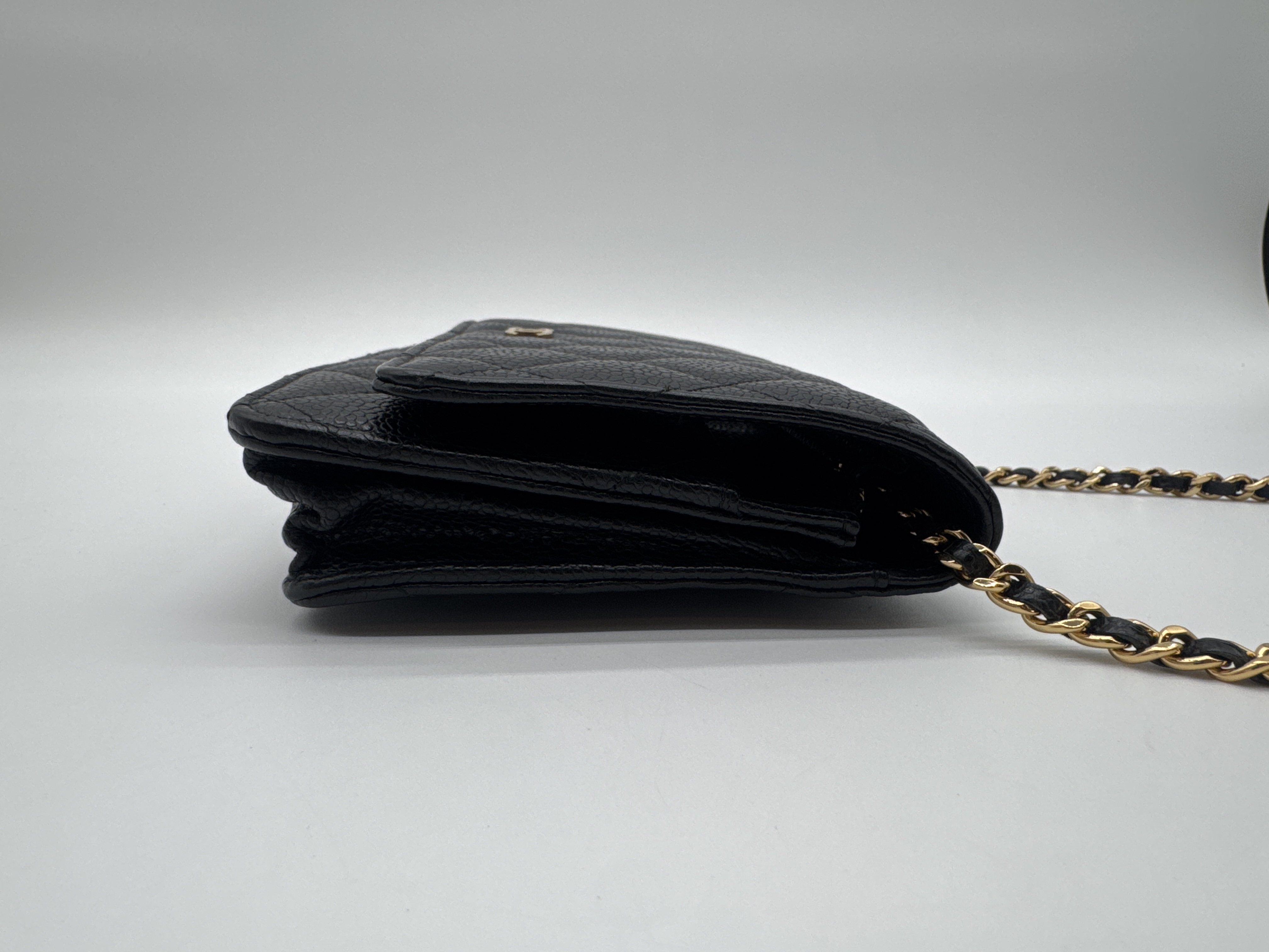Caviar Skin Black Shoulder Bag — view 3