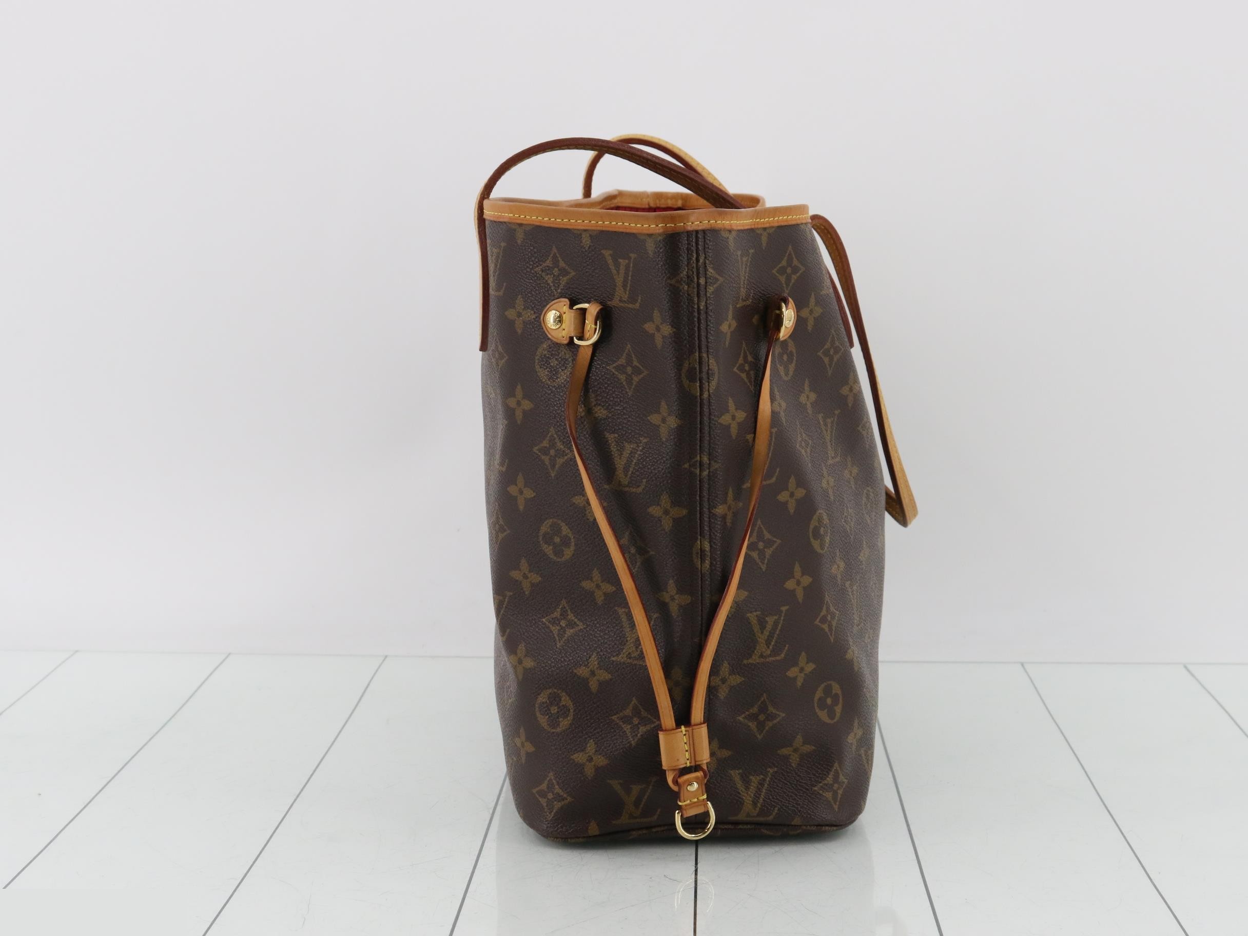 Monogram Neverfull MM Cerise Tote Bag with Pouch — view 4
