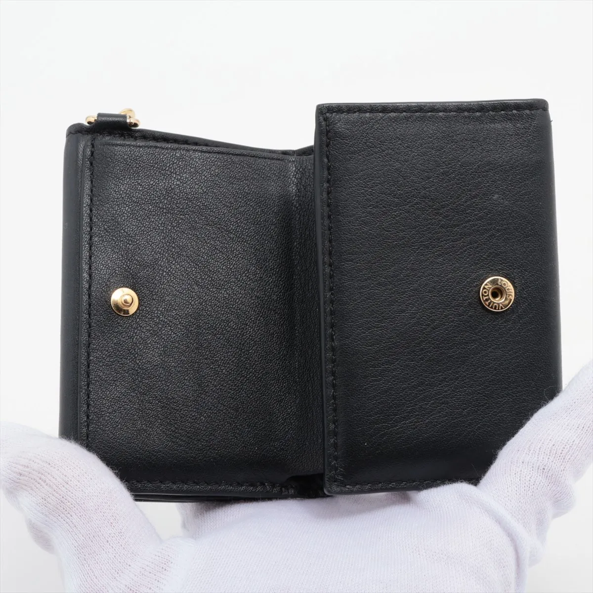 LV Bloom Mini Trifold Wallet M15081 Black Compact Wallet RFID Detected — view 4