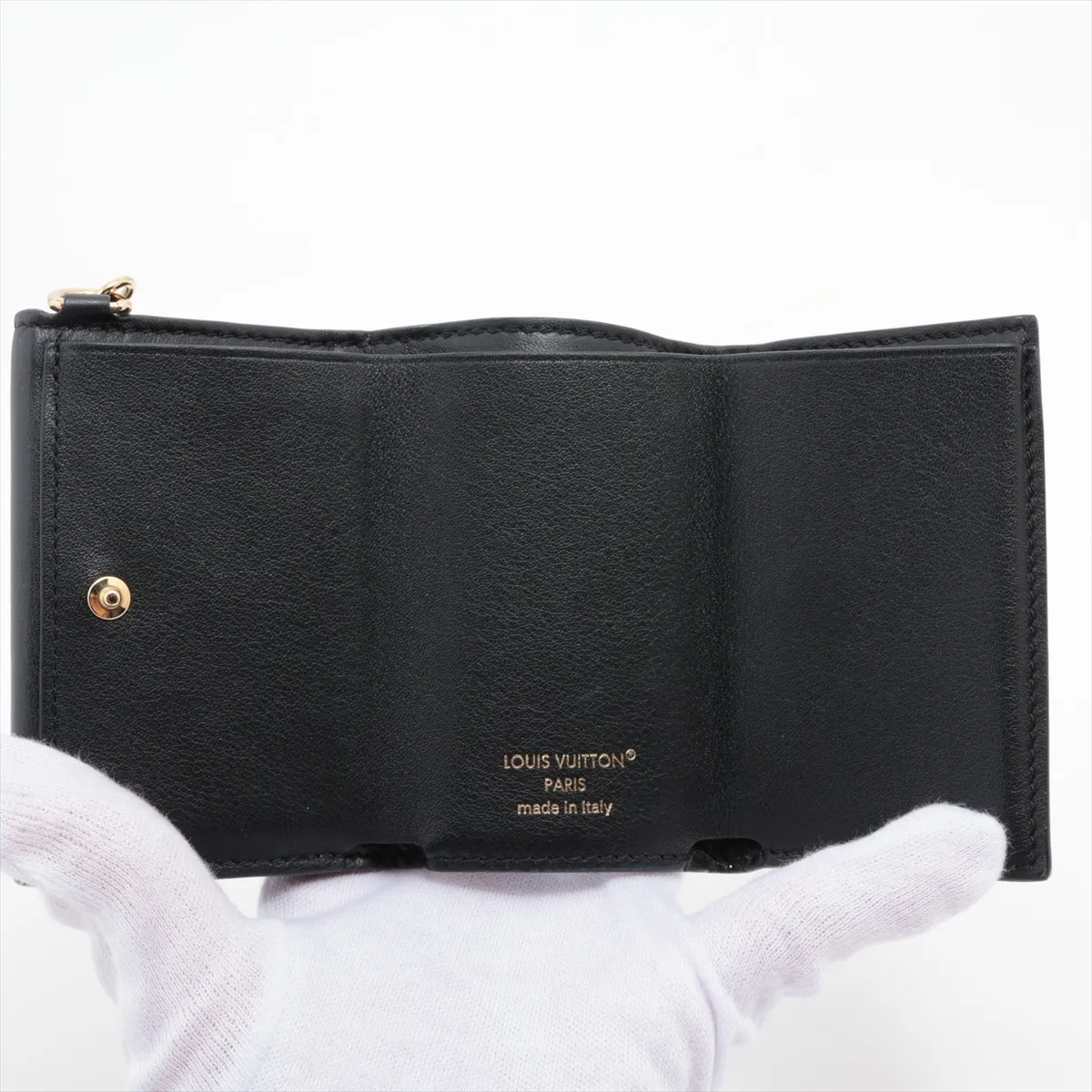 LV Bloom Mini Trifold Wallet M15081 Black Compact Wallet RFID Detected — view 5