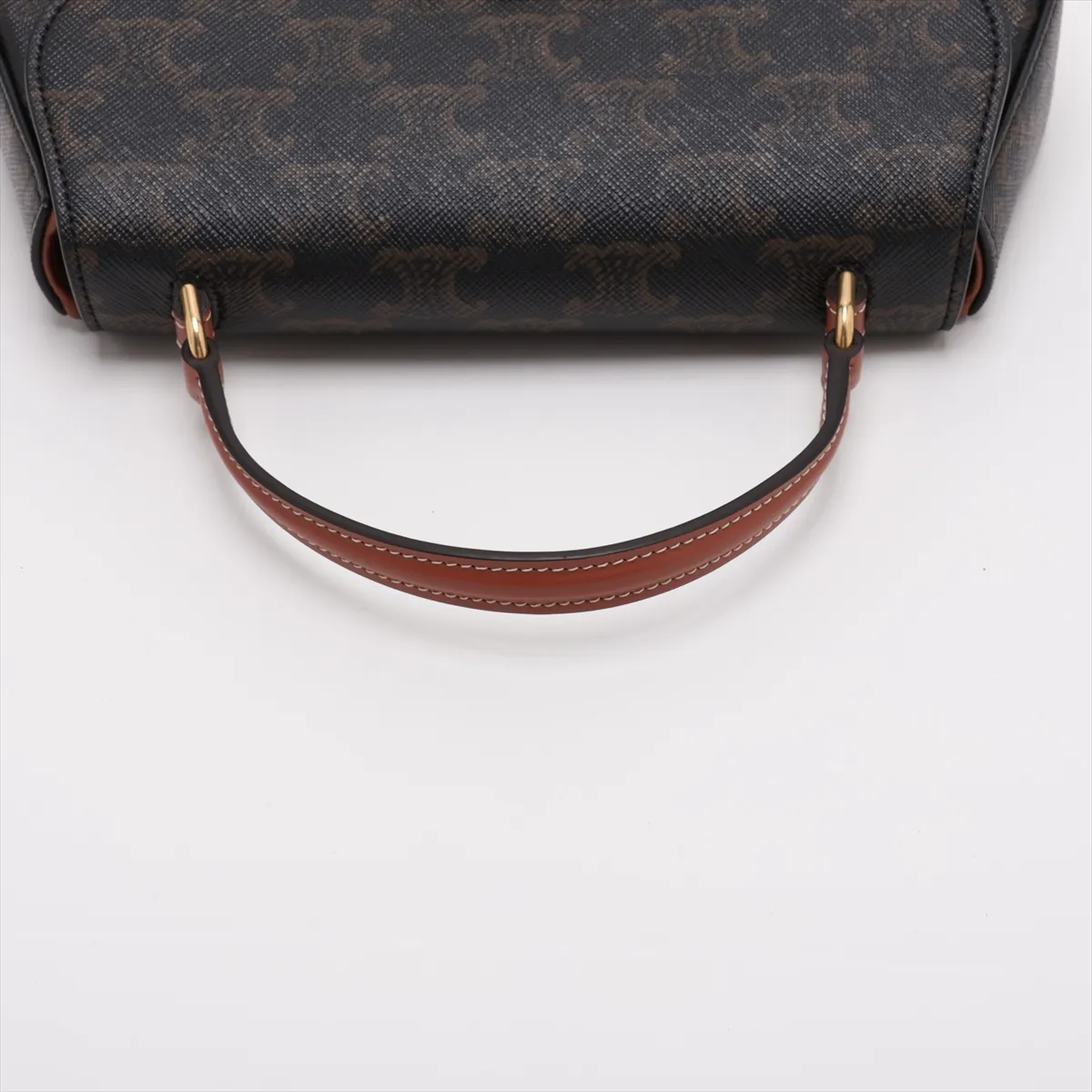 Triomphe Teen Laura PVC x Leather 2-Way Handbag Brown — view 5
