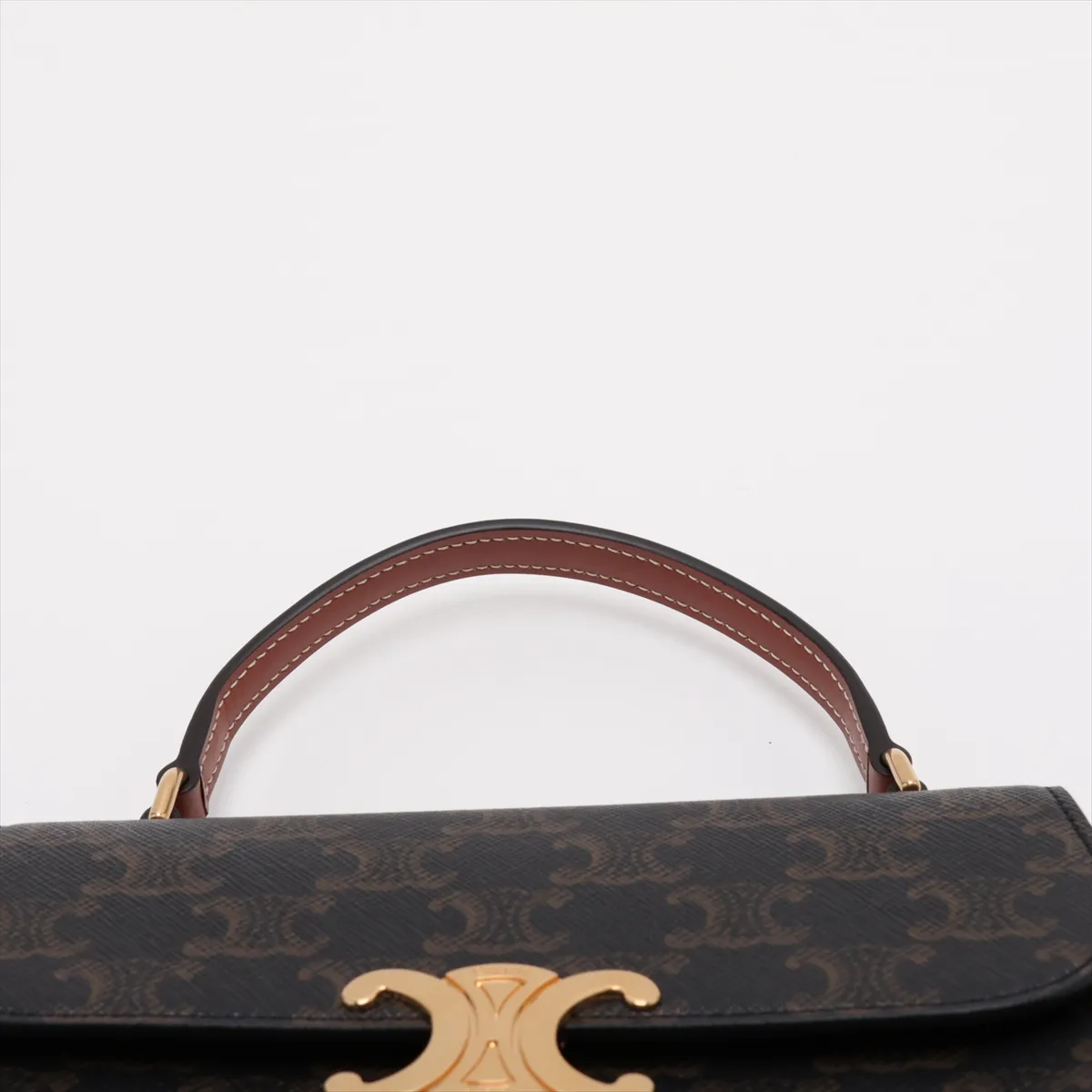 Triomphe Teen Laura PVC x Leather 2-Way Handbag Brown — view 6