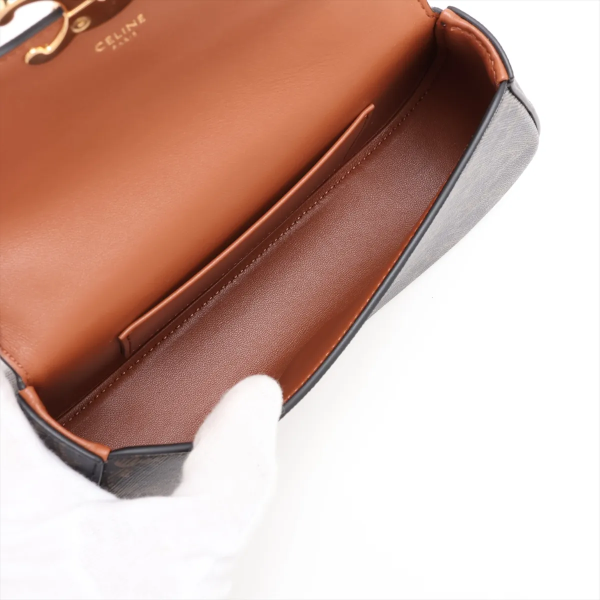 Triomphe Teen Laura PVC x Leather 2-Way Handbag Brown — view 8