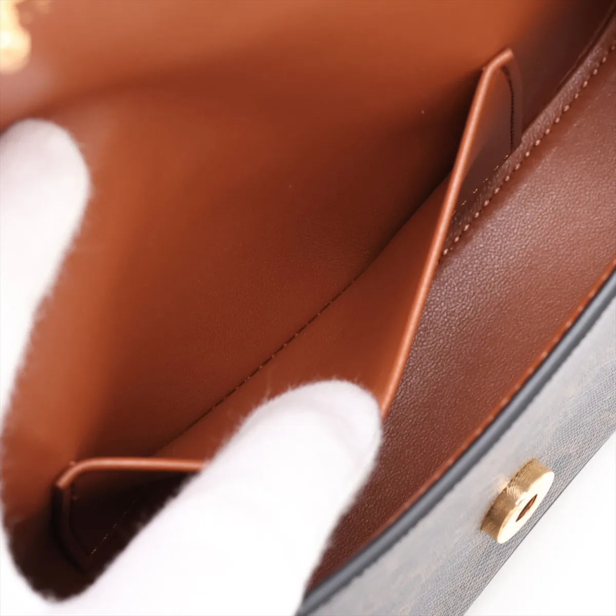 Triomphe Teen Laura PVC x Leather 2-Way Handbag Brown — view 9
