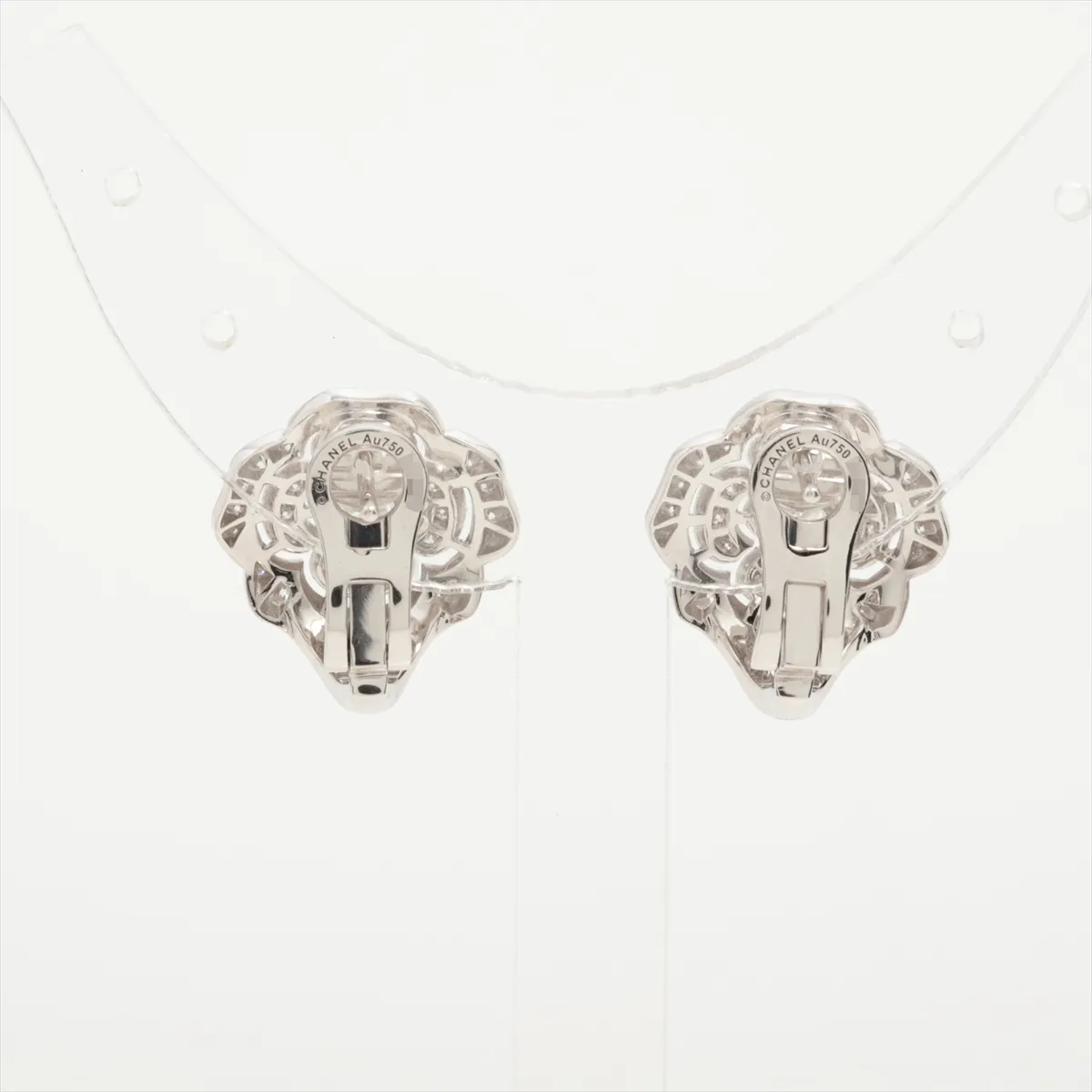 Camellia Diamond Earrings 750(WG) 7.7g EV9369 J12072 — view 2