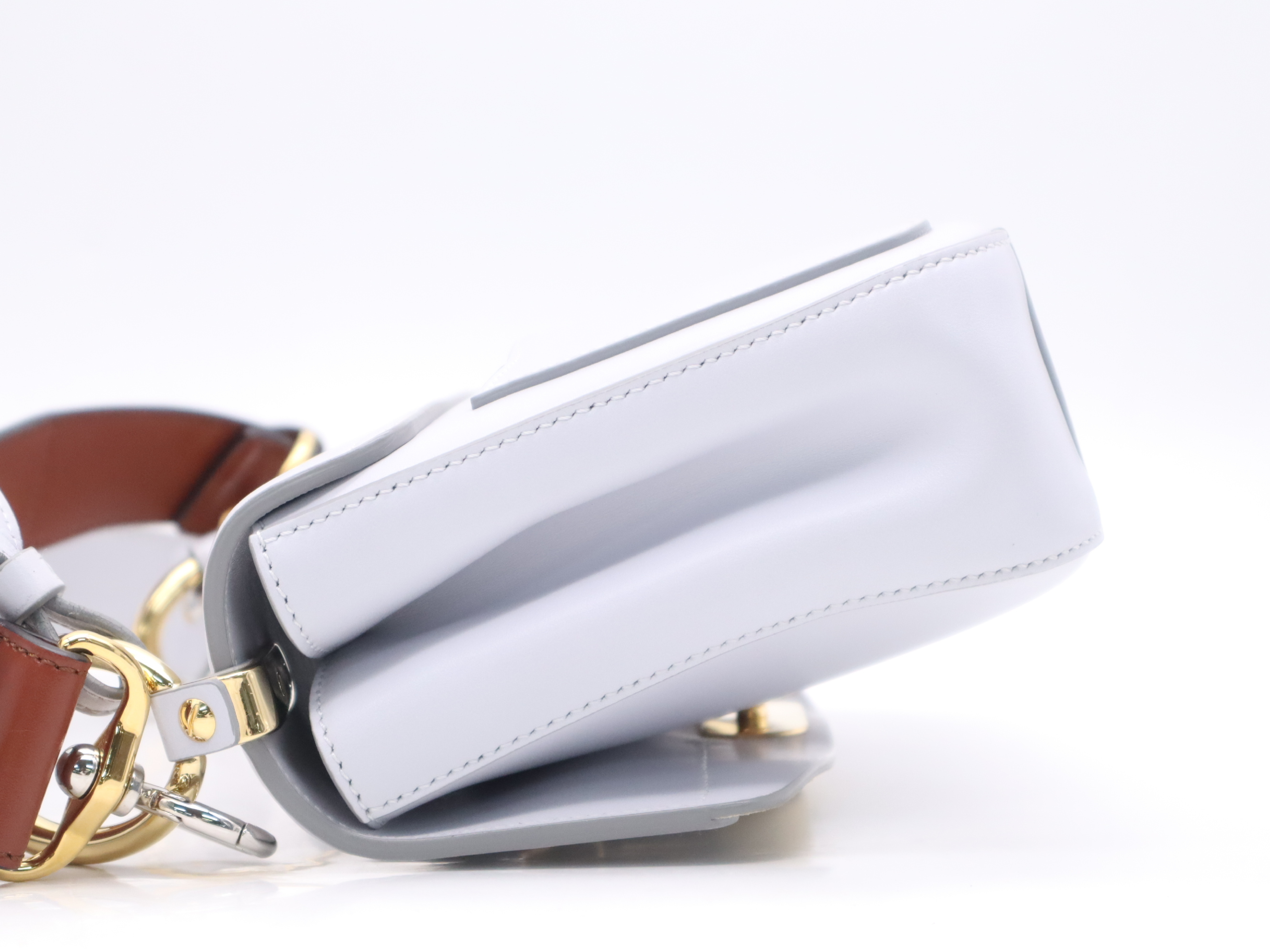 Leather C Mini Bag, Blue, Gold Hardware, with Shoulder Strap and Dust Bag, Handbag — view 3