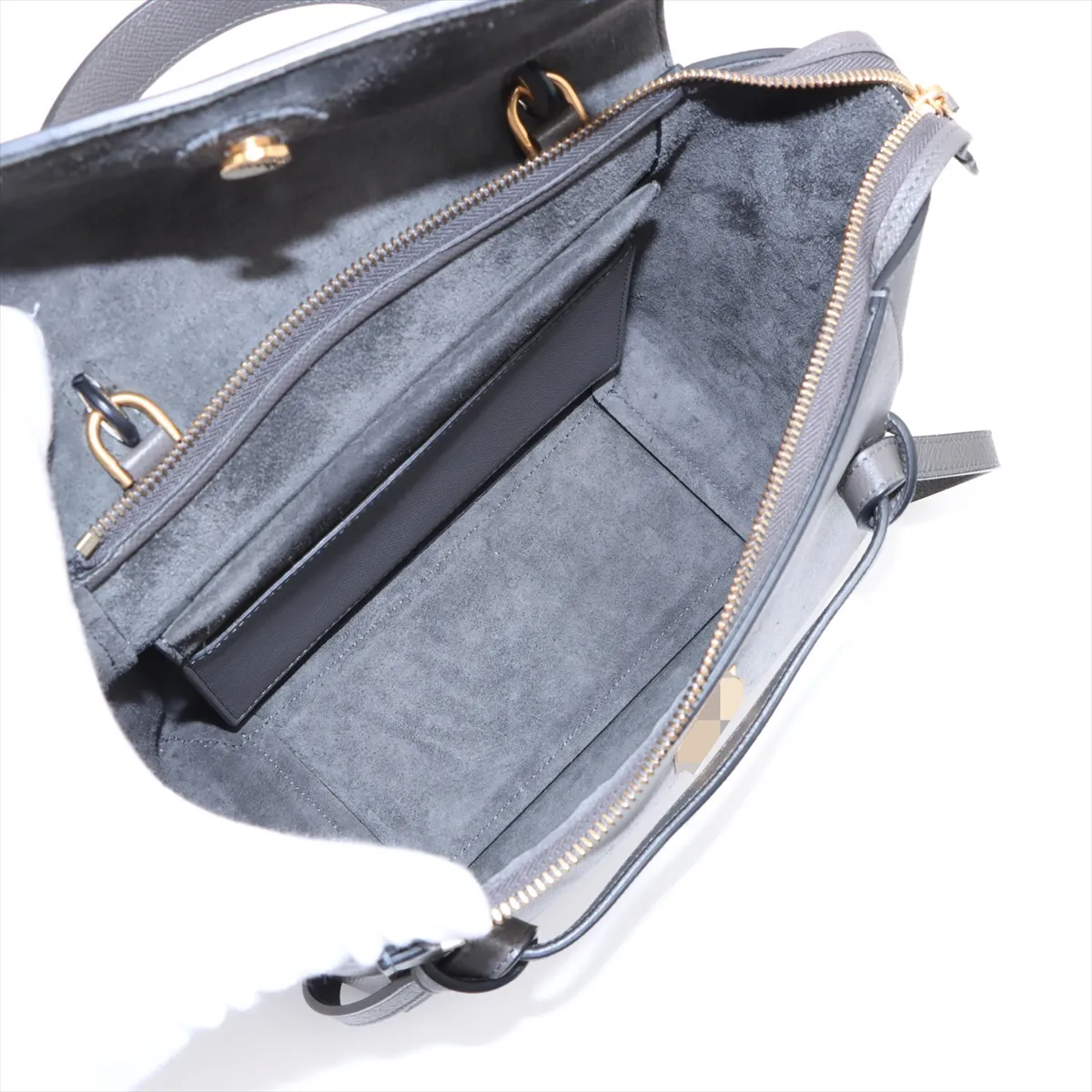 Belt Bag Micro Leather 2-Way Handbag, Gray — view 8