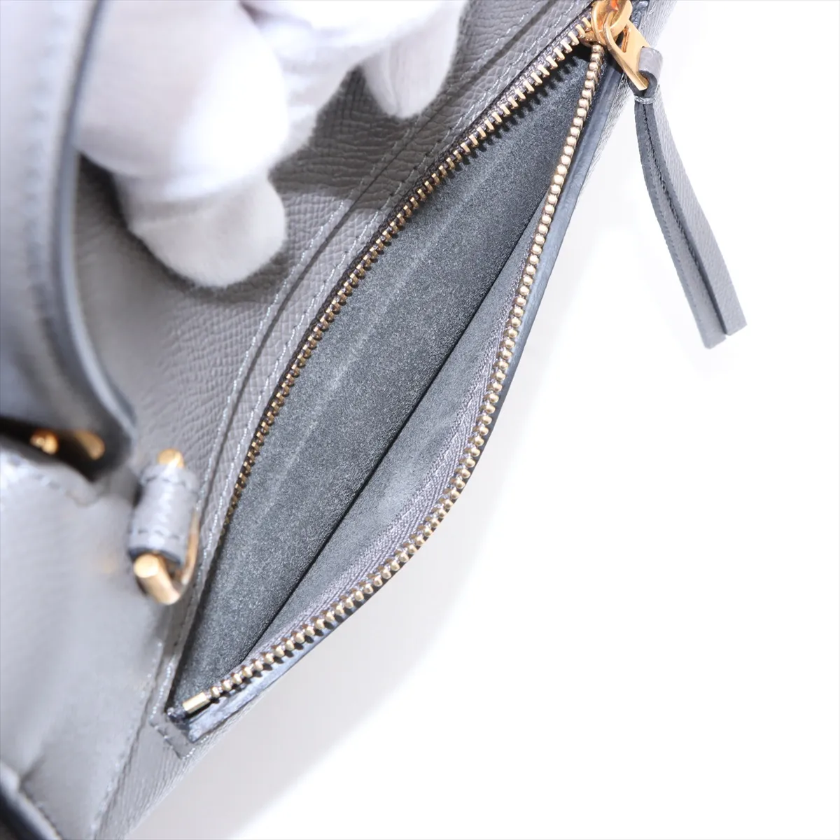 Belt Bag Micro Leather 2-Way Handbag, Gray — view 10