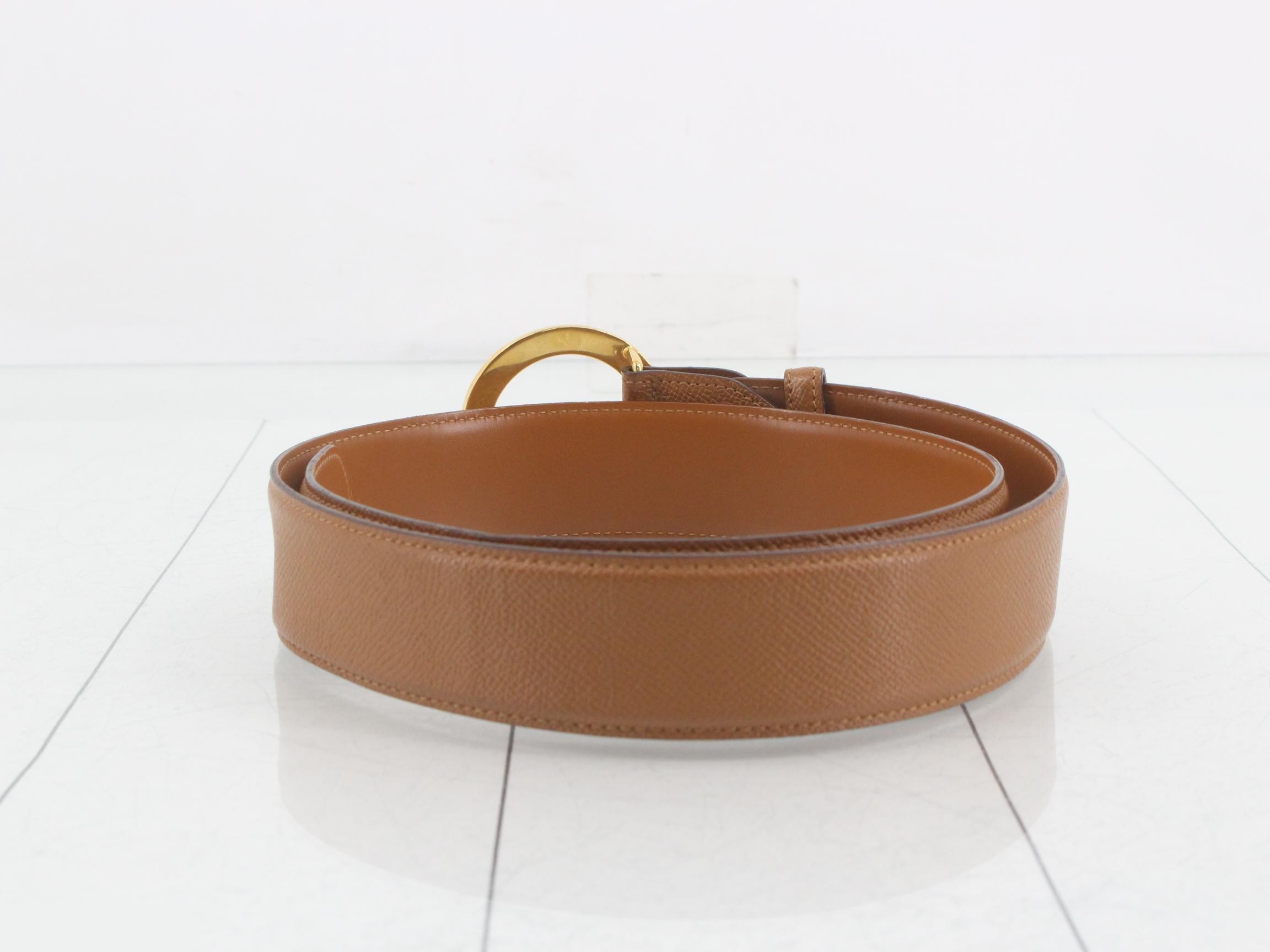 leather belt with gold hardware — view 2