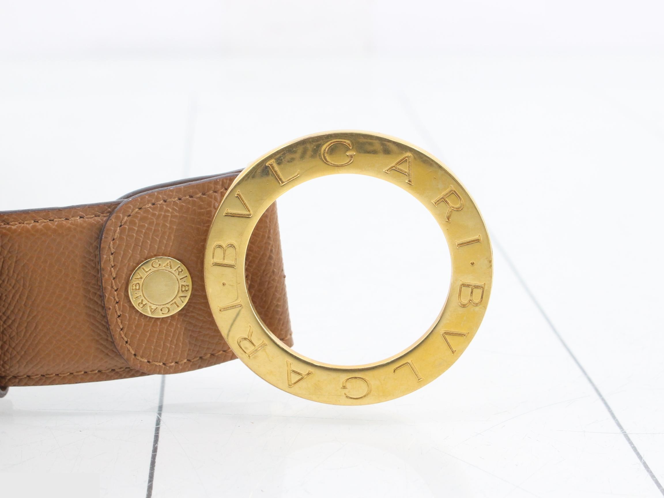 leather belt with gold hardware — view 3