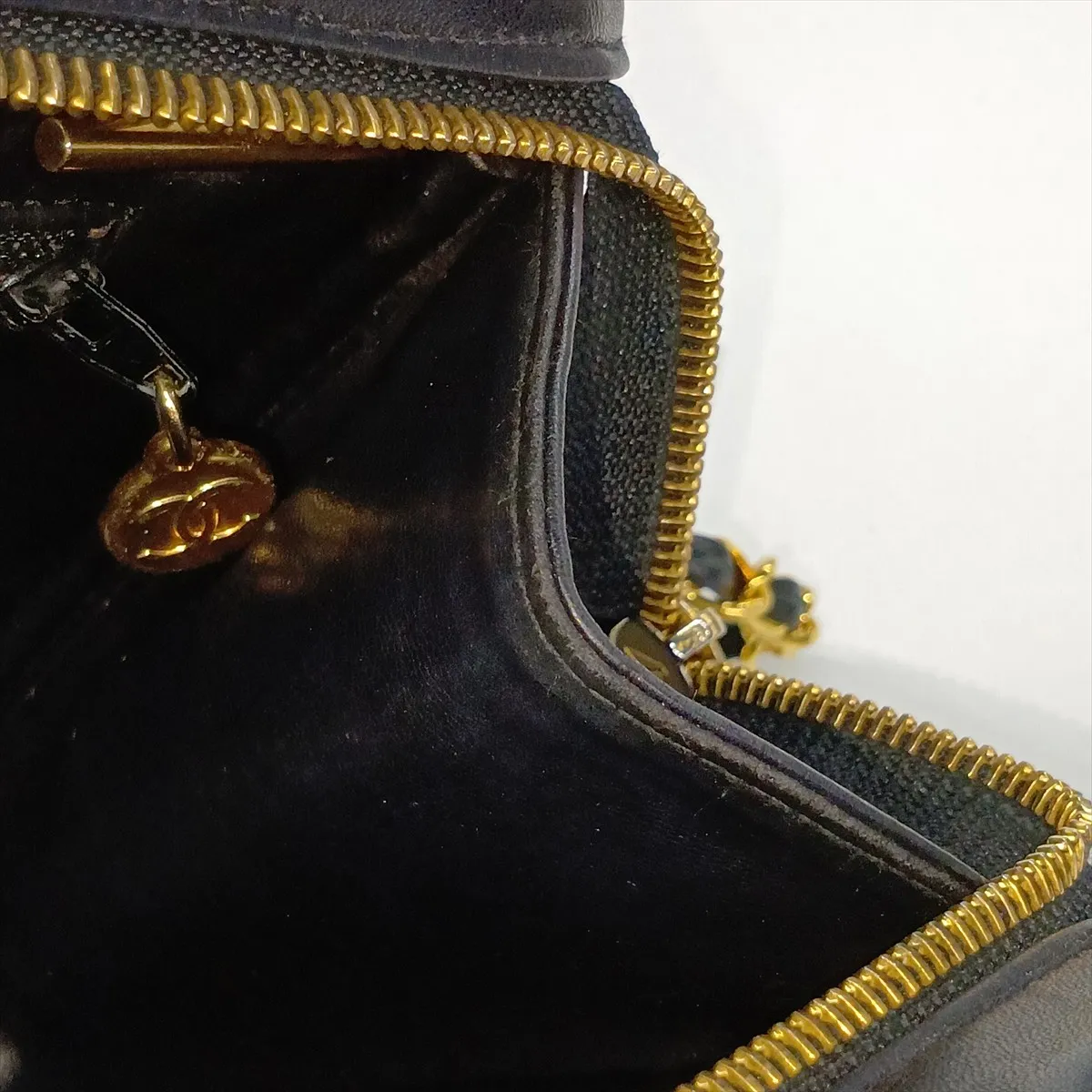 Bicolore Lambskin Chain Shoulder Bag, Black with Gold Hardware, Item No. 1133672 — view 11