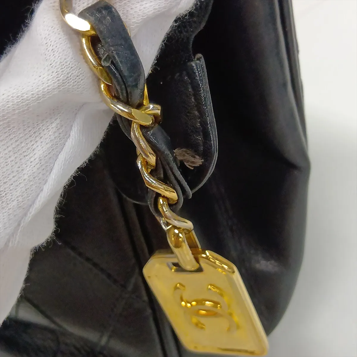 Bicolore Lambskin Chain Shoulder Bag, Black with Gold Hardware, Item No. 1133672 — view 13