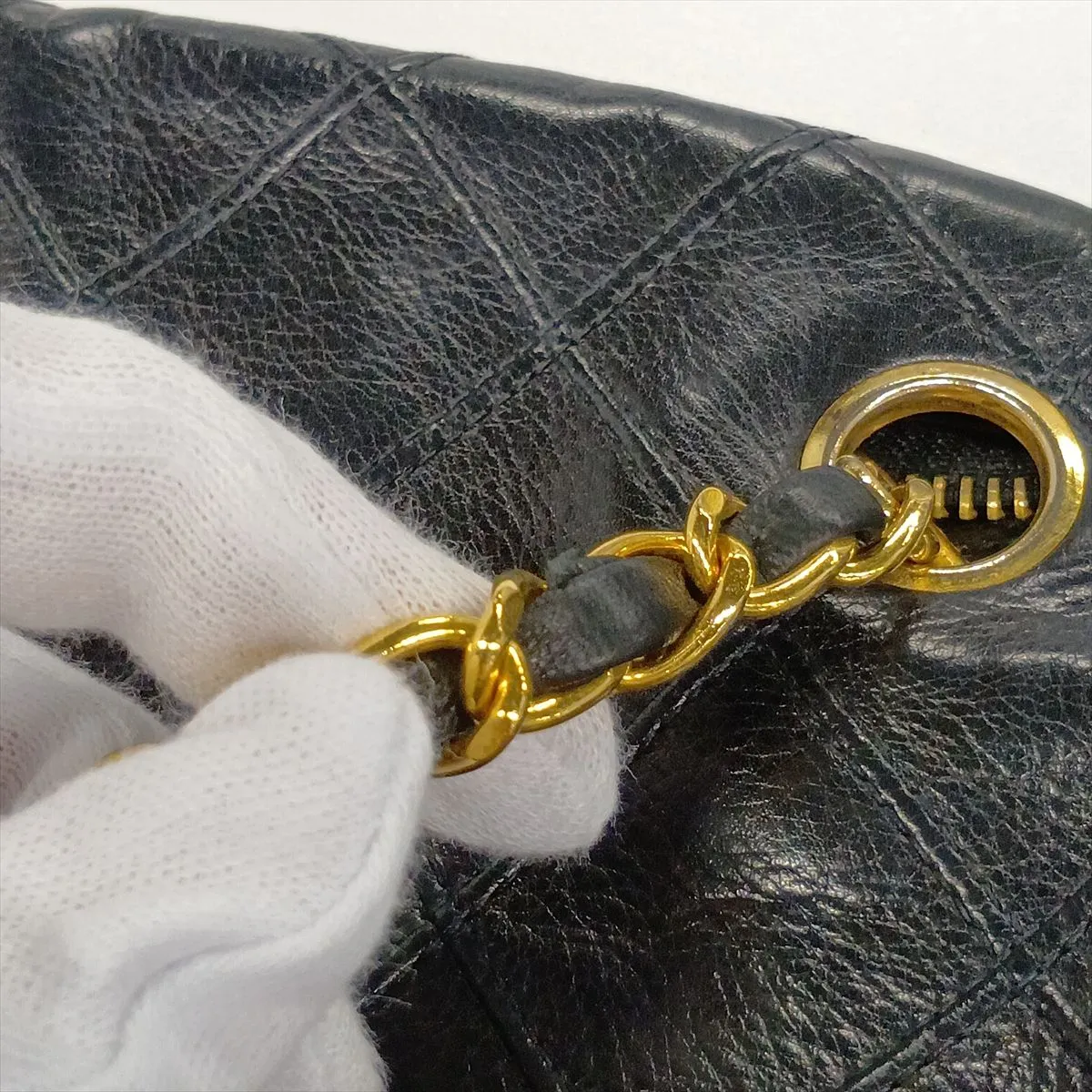Bicolore Lambskin Chain Shoulder Bag, Black with Gold Hardware, Item No. 1133672 — view 15