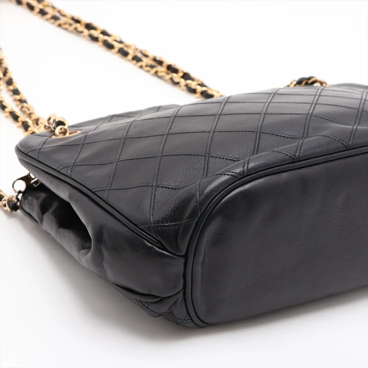 Bicolore Lambskin Chain Shoulder Bag, Black with Gold Hardware, Item No. 1133672 — view 4